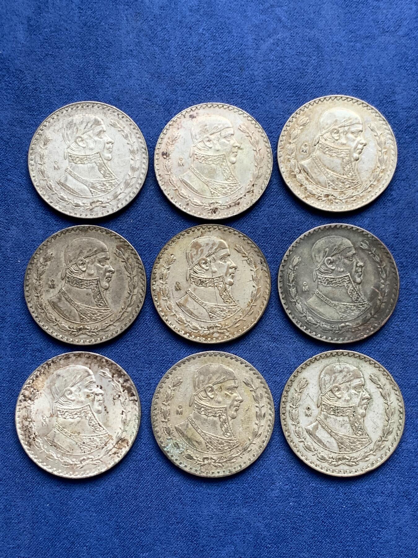 《竞宝斋》第294场- 周日，周一  2场连拍 （全场包邮） 9枚一组  墨西哥海盗鹰洋1比索银币