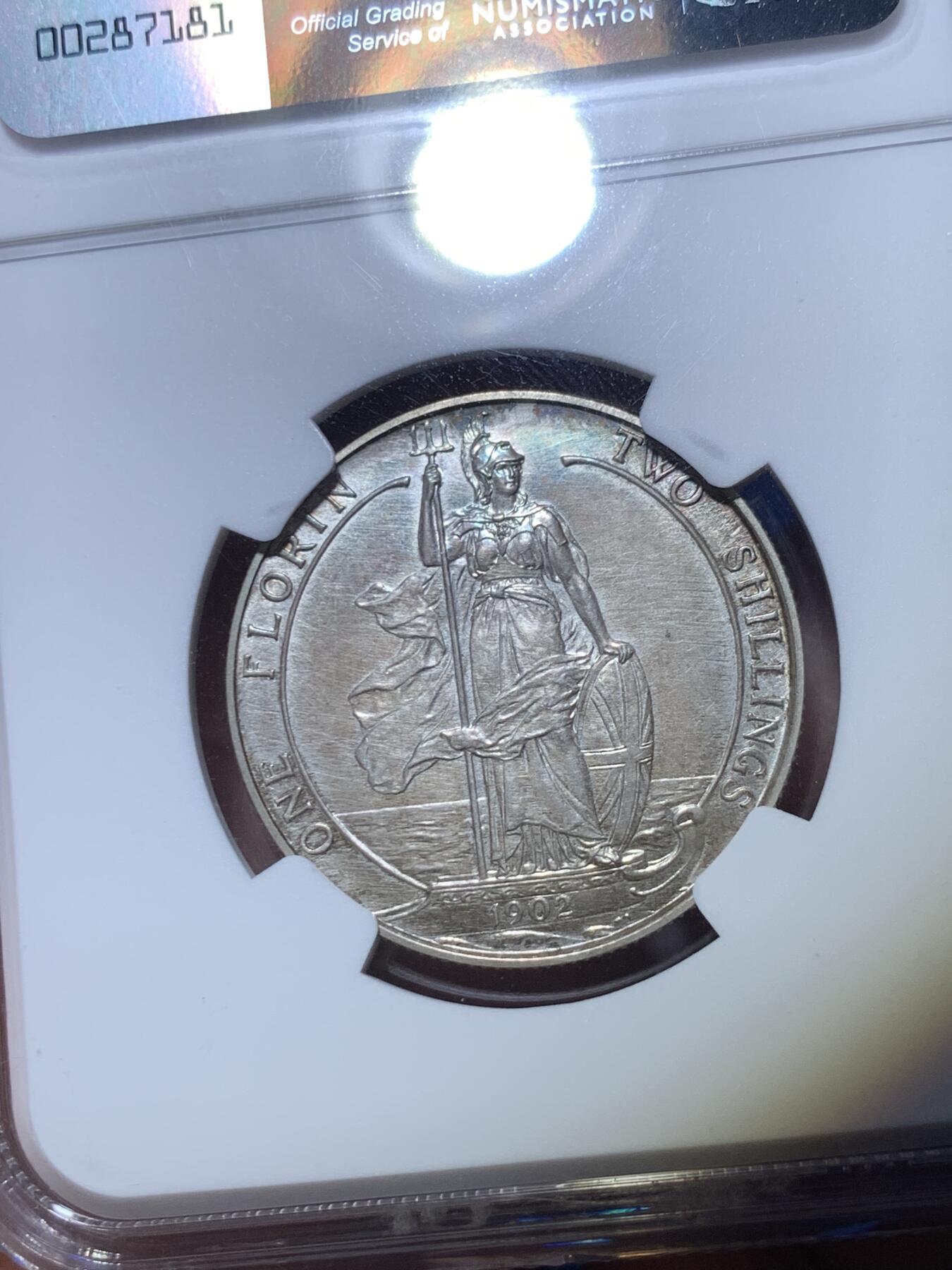 《竞宝斋》第294场- 周日，周一  2场连拍 （全场包邮） NGC PF64MATTE 英国 1902年 爱七 海神弗洛林