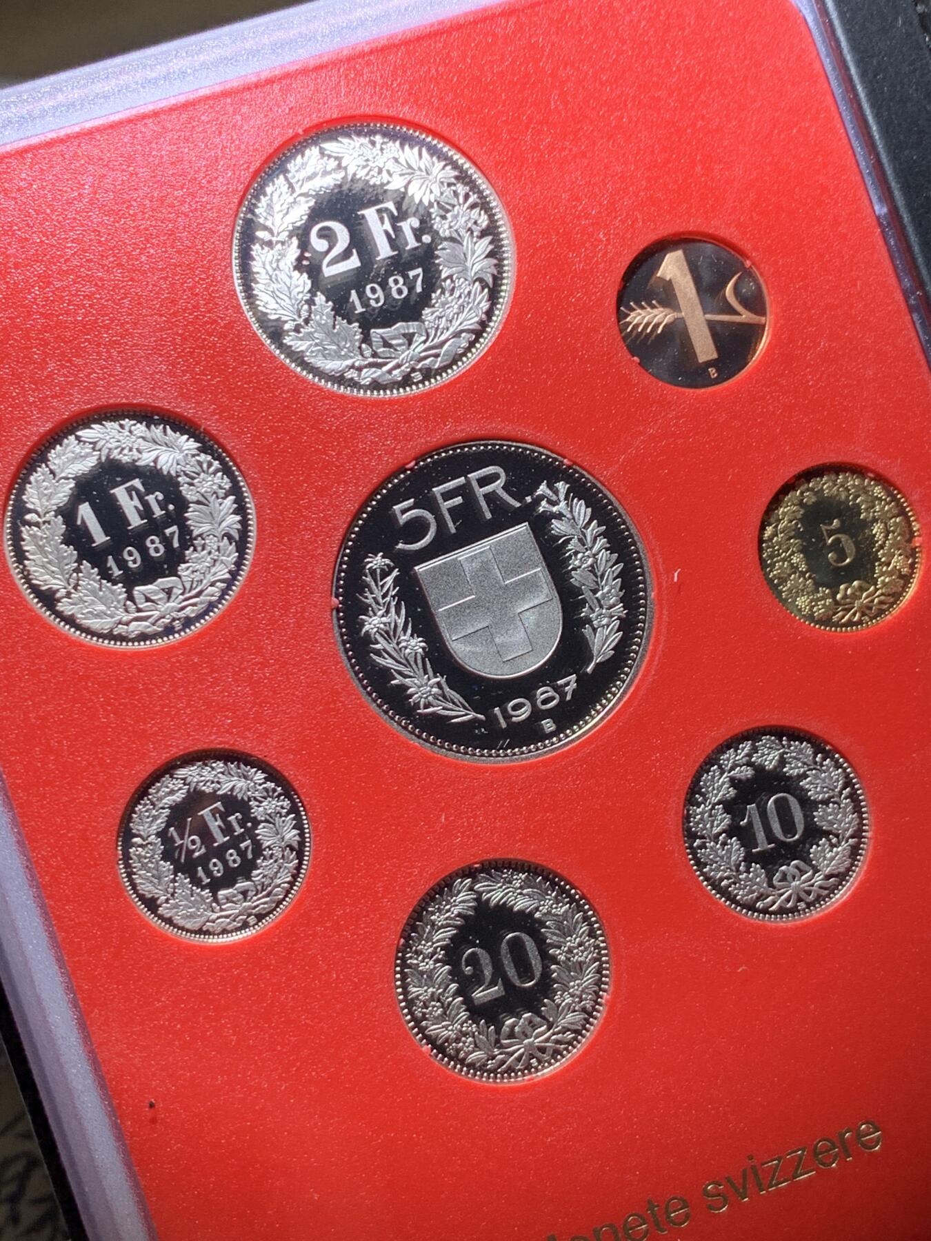 《竞宝斋》第294场- 周日，周一  2场连拍 （全场包邮） 瑞士 1987年 8枚套 原装精制套币