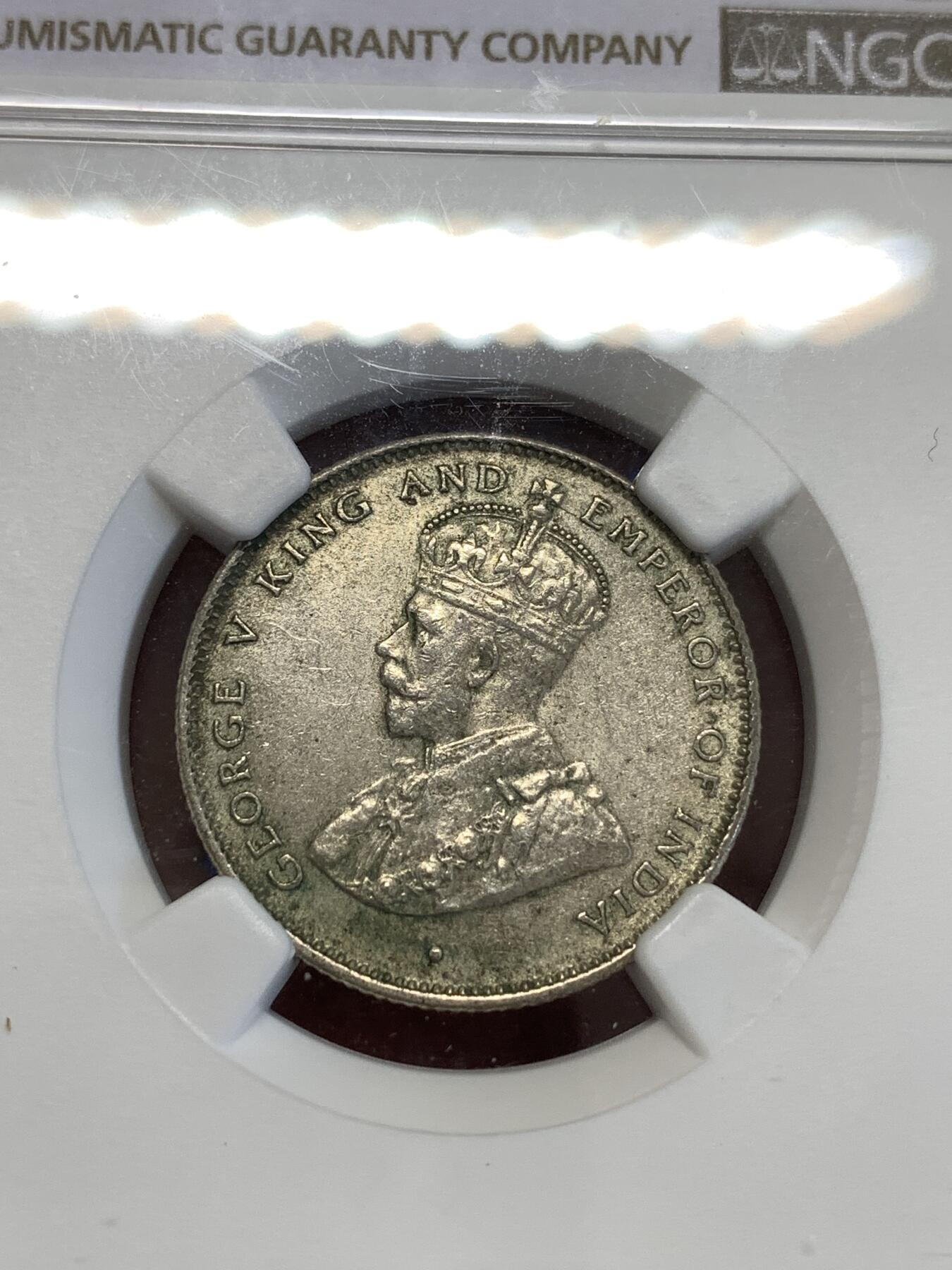 《竞宝斋》第294场- 周日，周一  2场连拍 （全场包邮） NGC AU58 锡兰 1922年 50分银币