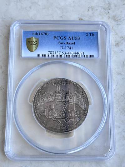 PCGS-AU53 1670瑞士巴塞尔城市景观两泰勒季军全深打老包浆 - PCGS-AU53 1670瑞士巴塞尔城市景观两泰勒季军全深打老包浆