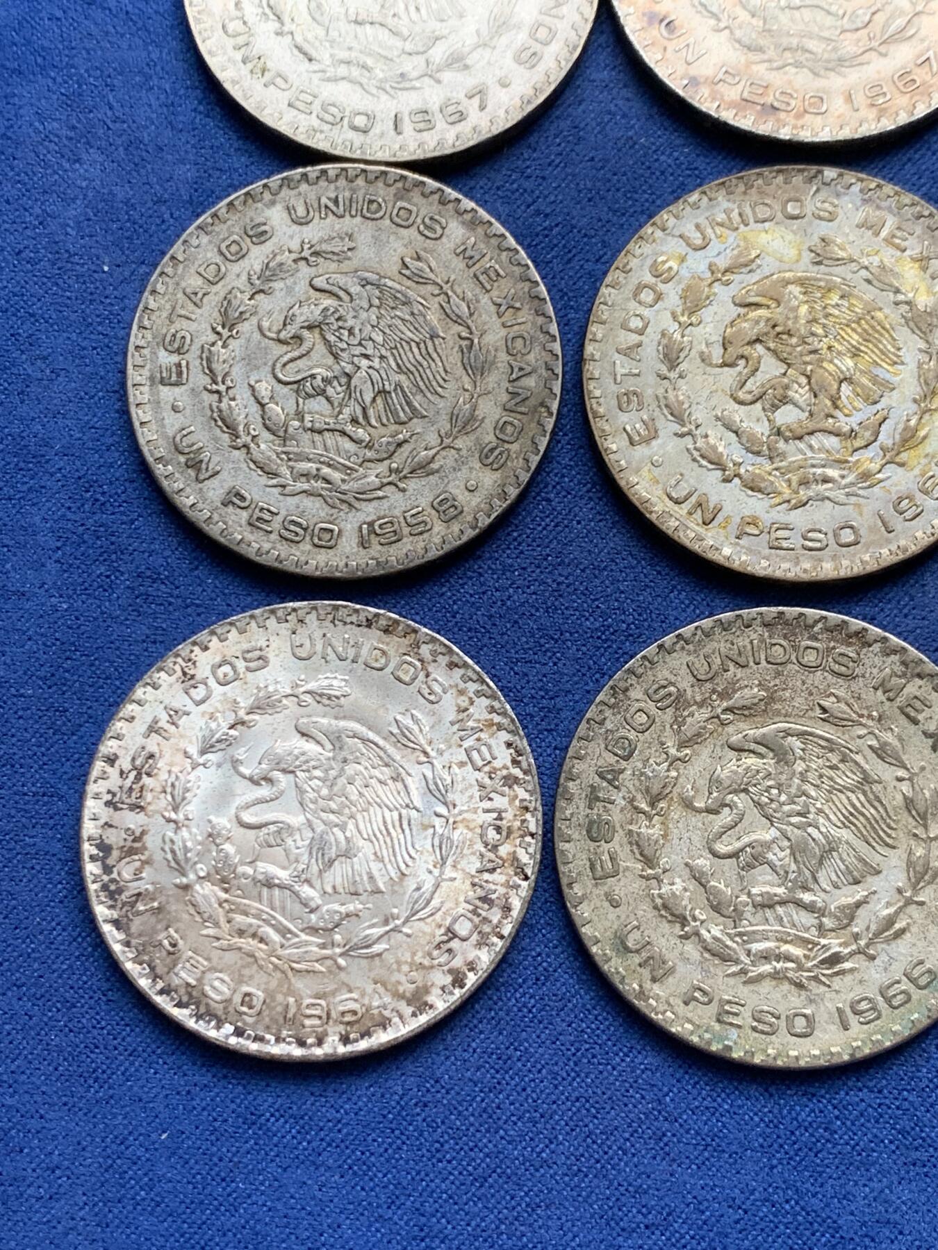 《竞宝斋》第294场- 周日，周一  2场连拍 （全场包邮） 9枚一组  墨西哥海盗鹰洋1比索银币