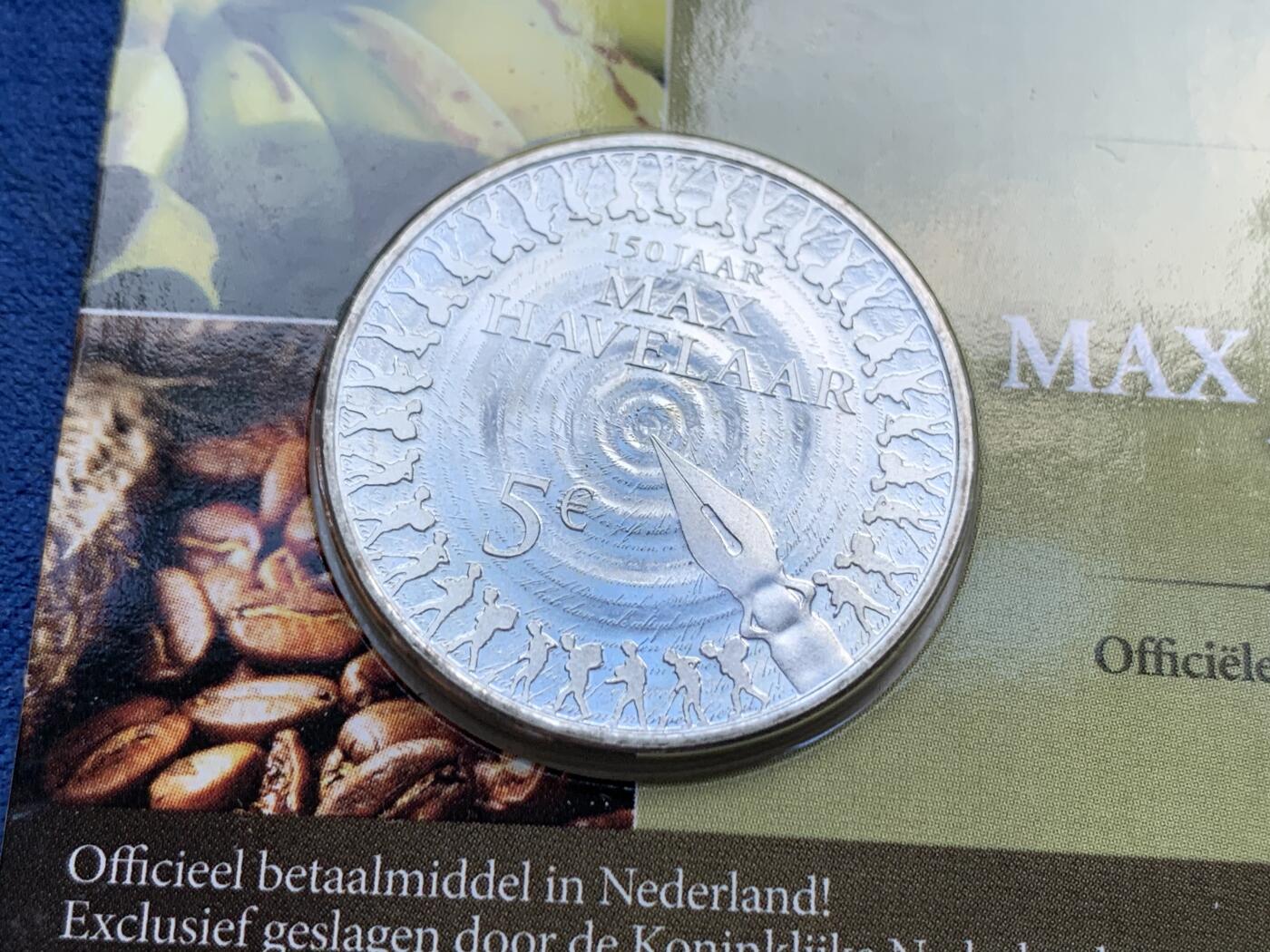 《竞宝斋》第294场- 周日，周一  2场连拍 （全场包邮） 3枚一组 2010年 荷兰 5欧元 作家马克斯·哈弗拉尔 镀银纪念币 小卡装