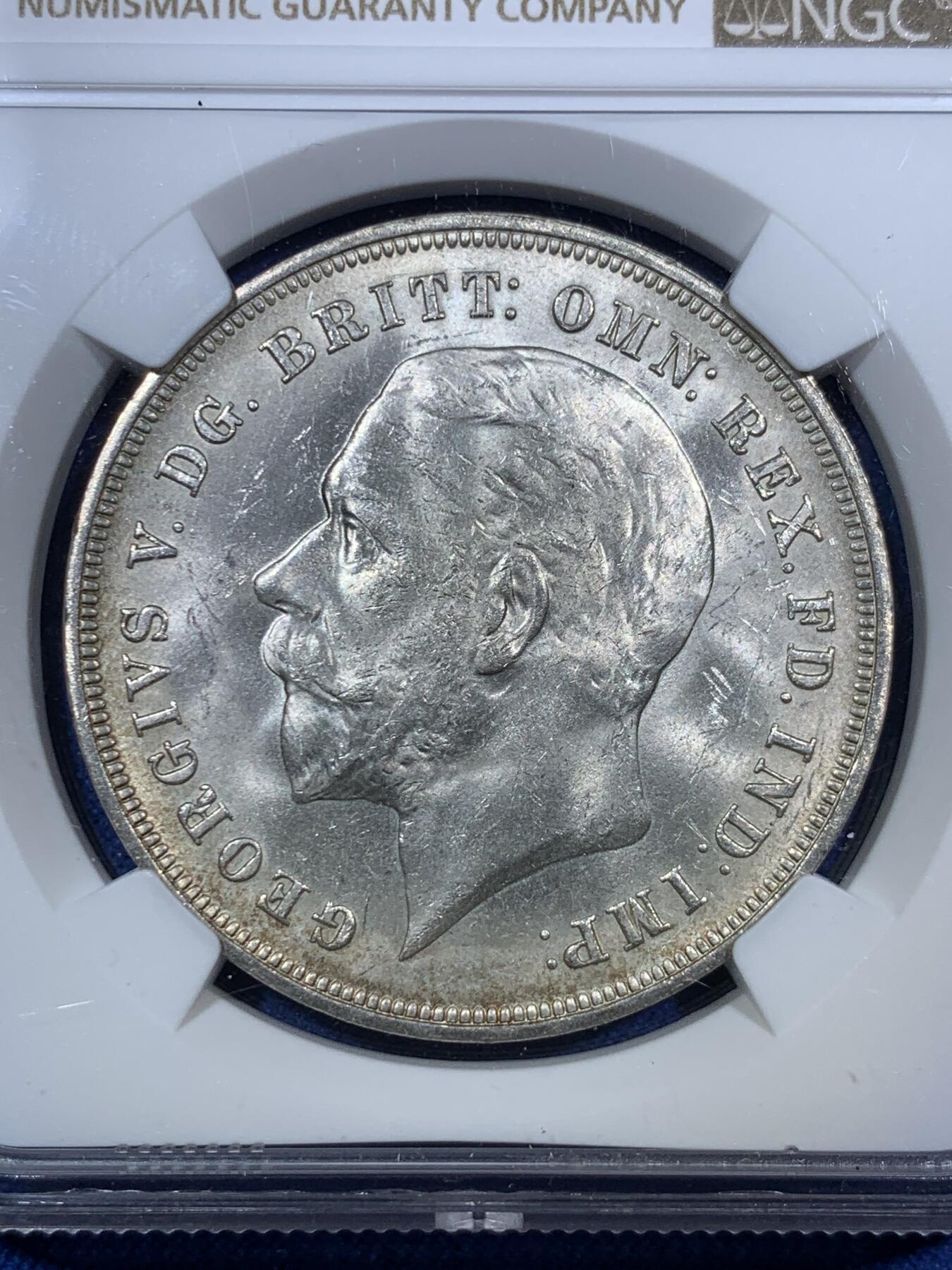 《竞宝斋》第294场- 周日，周一  2场连拍 （全场包邮） NGC MS63 英国1935年乔治五世木马剑1克朗银币