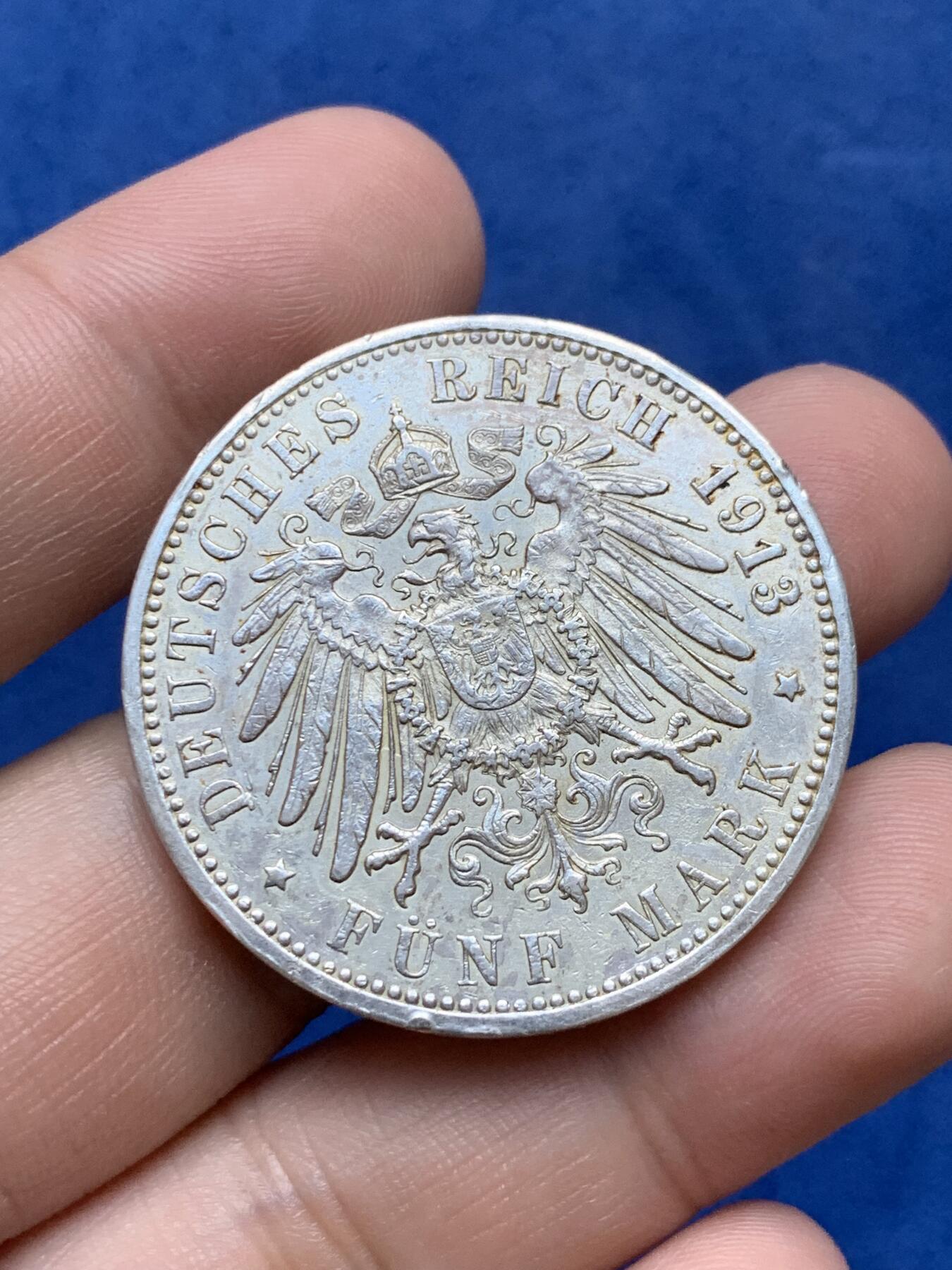 《竞宝斋》第294场- 周日，周一  2场连拍 （全场包邮） 德国1913年汉堡5马克