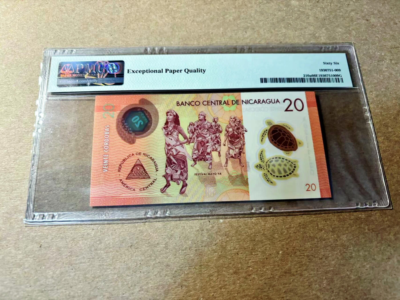 【Blue Auction】✨世界纸币精拍第520期【精】 【雷达号无47】尼加拉瓜 2014年20科多巴PMG66EPQ 