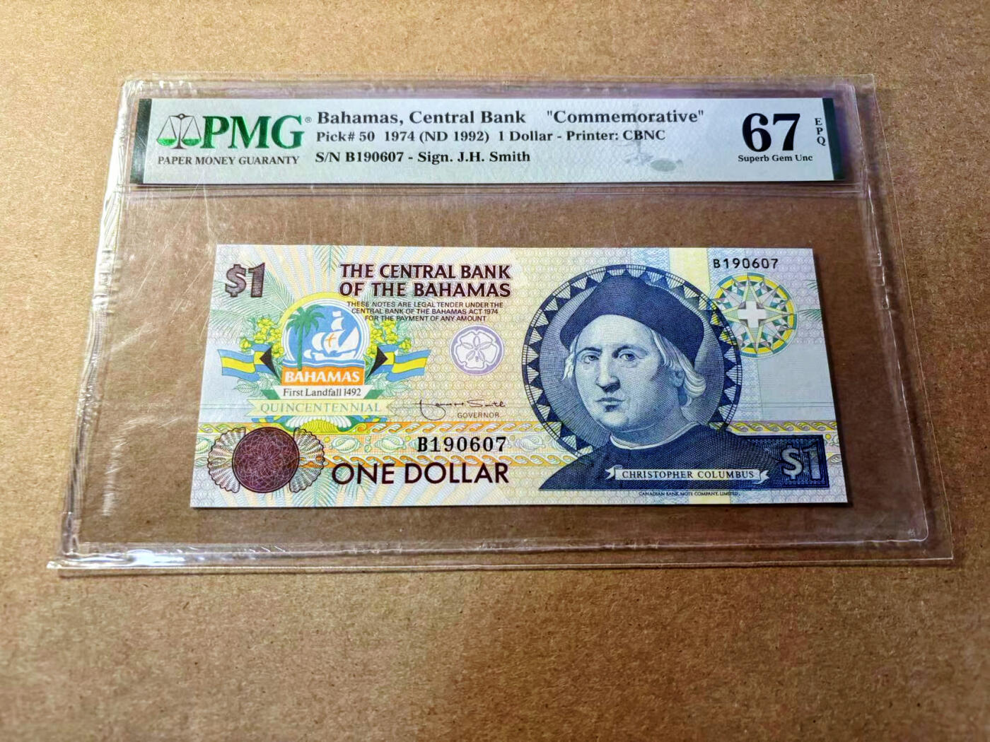 【Blue Auction】✨世界纸币精拍第520期【精】 巴哈马 1992年1元 PMG67EPQ 高分 哥伦布