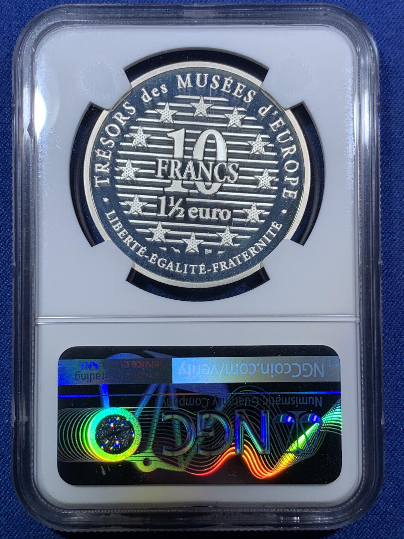 《竞宝斋》第294场- 周日，周一  2场连拍 （全场包邮） NGC PF68UC 1996年法国10法郎艺术家大银币 罗丹的雕塑—思想者