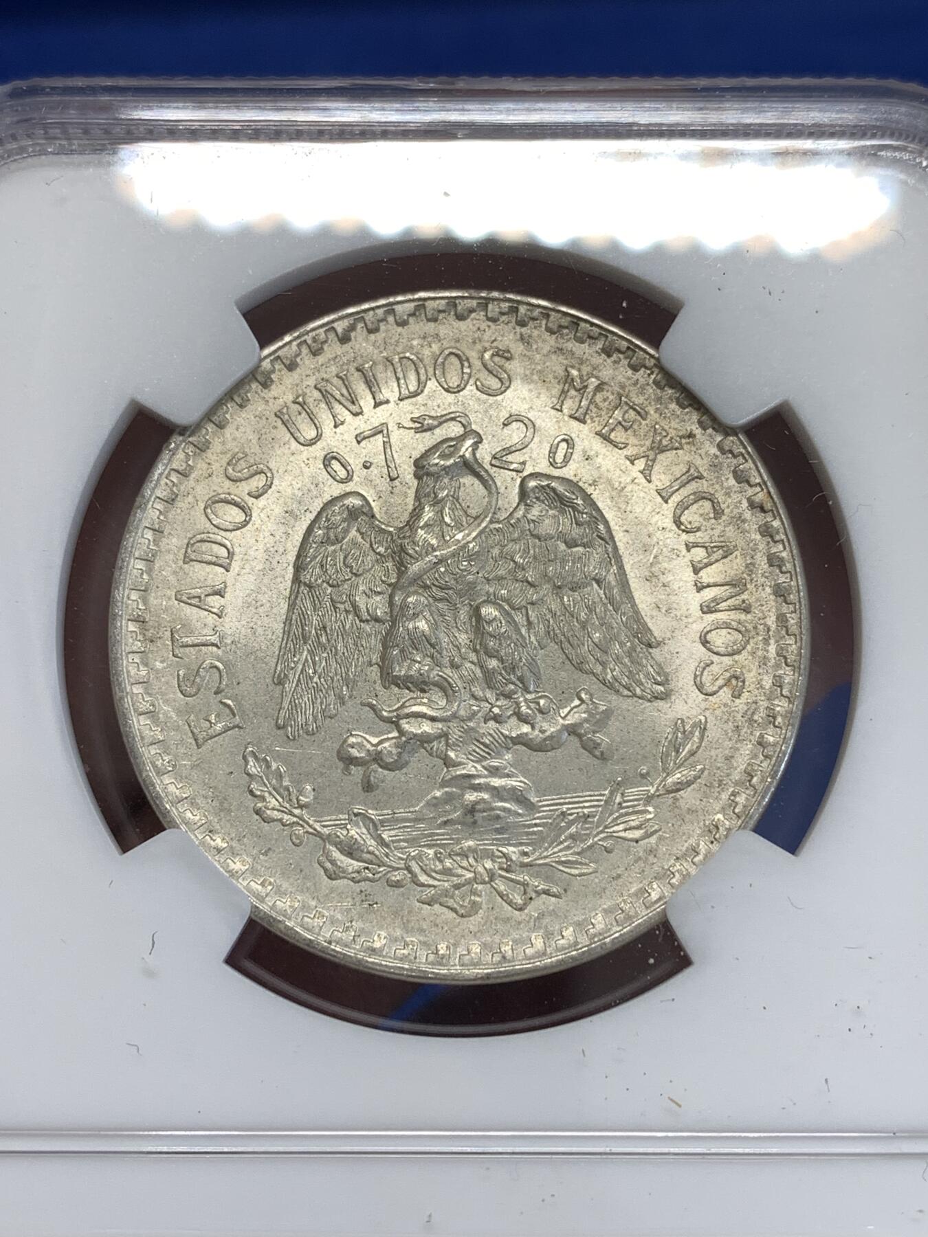 《竞宝斋》第294场- 周日，周一  2场连拍 （全场包邮） NGC MS65 墨西哥1945年鹰洋1比索银币