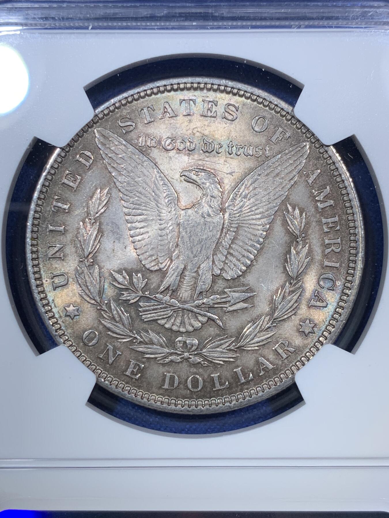 《竞宝斋》第294场- 周日，周一  2场连拍 （全场包邮） NGC MS63 美国1896年p版摩根银币 双面均衡包浆