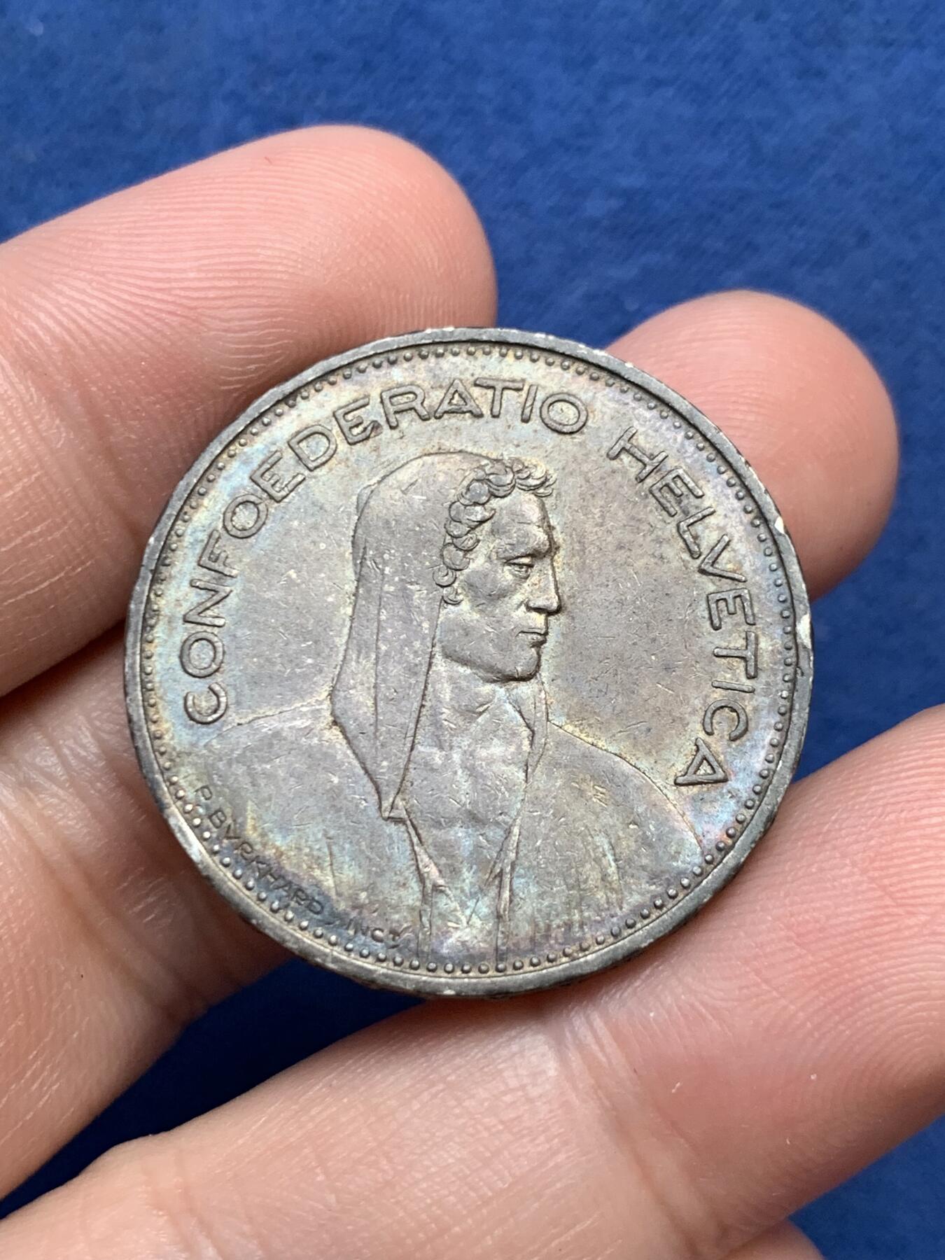 《竞宝斋》第294场- 周日，周一  2场连拍 （全场包邮） 3枚一组 瑞士1932年5法郎银币+美国1964年肯尼迪半美元银币+德国1958年5马克银币