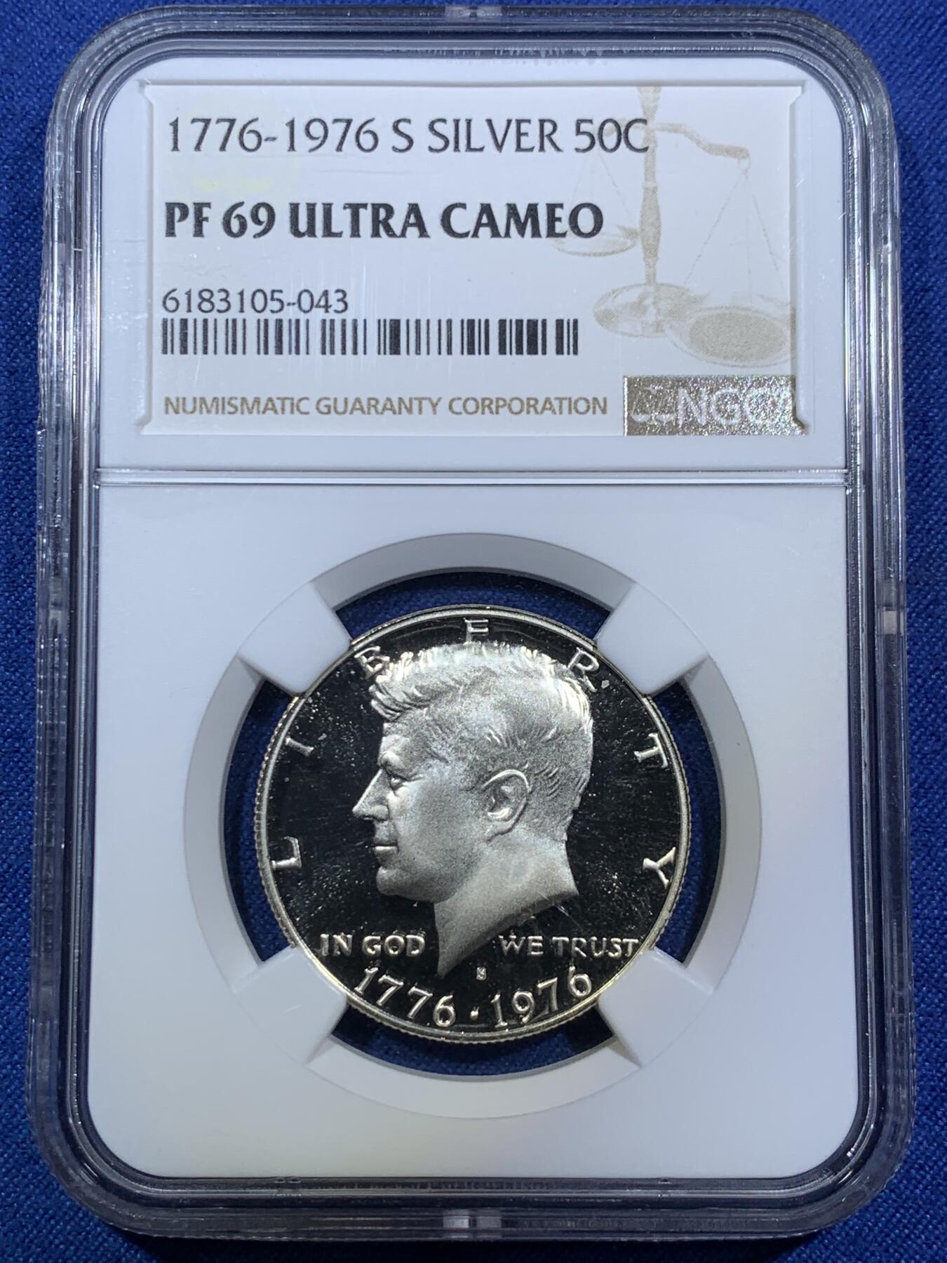 《竞宝斋》第294场- 周日，周一  2场连拍 （全场包邮） NGC PF69UC 美国1776-1976肯尼迪50美分精制银币