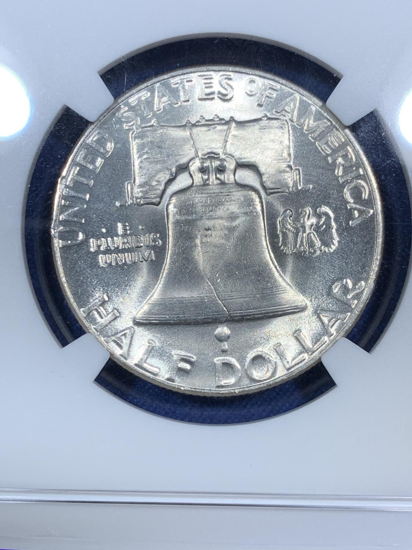 《竞宝斋》第294场- 周日，周一  2场连拍 （全场包邮） NGC MS65 美国1952年富兰克林半美元银币