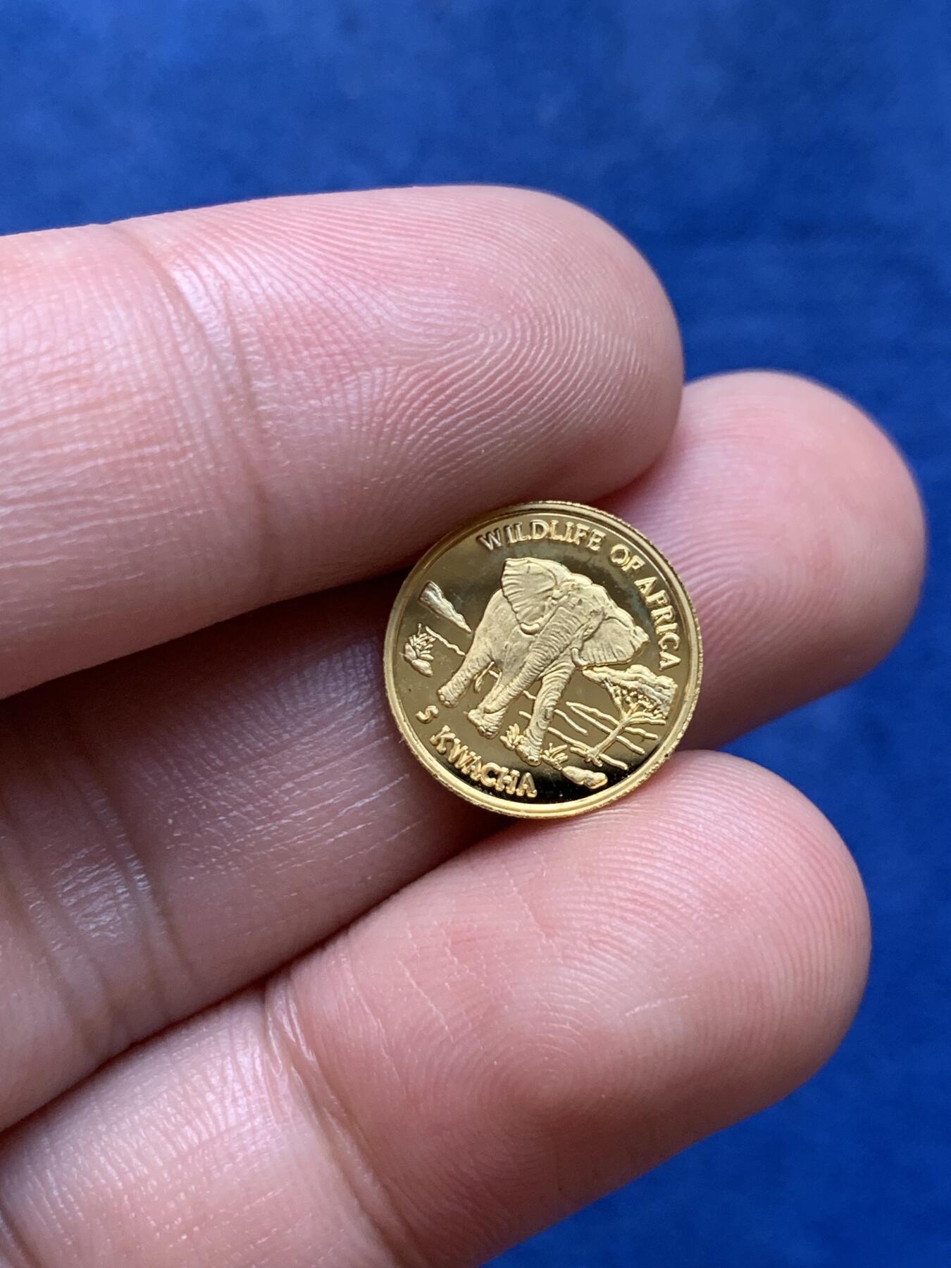 《竞宝斋》第294场- 周日，周一  2场连拍 （全场包邮） 马拉维2000年大象5克瓦查金币 1.24克  999金