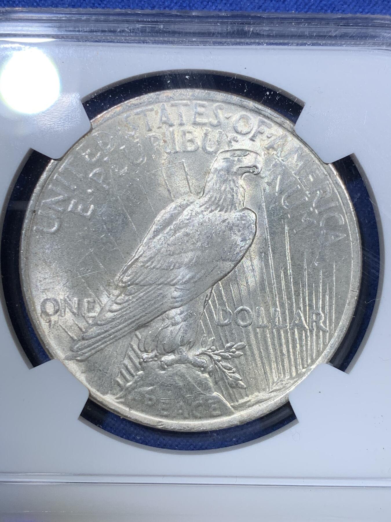 《竞宝斋》第294场- 周日，周一  2场连拍 （全场包邮） NGC MS62 美国1922年和平鸽1美元银币