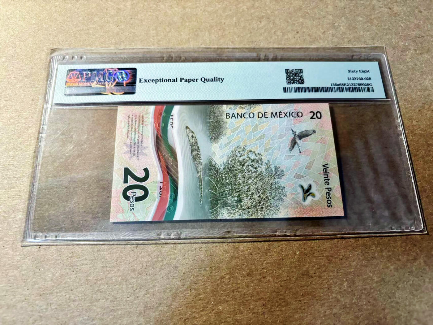【Blue Auction】✨世界纸币精拍第520期【精】 【AA冠】墨西哥 2021年20比索 PMG68EPQ 超高分
