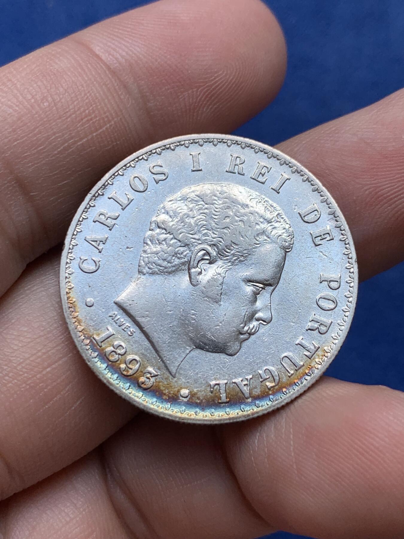 《竞宝斋》第294场- 周日，周一  2场连拍 （全场包邮） 葡萄牙1893年卡洛斯一世500瑞斯银币