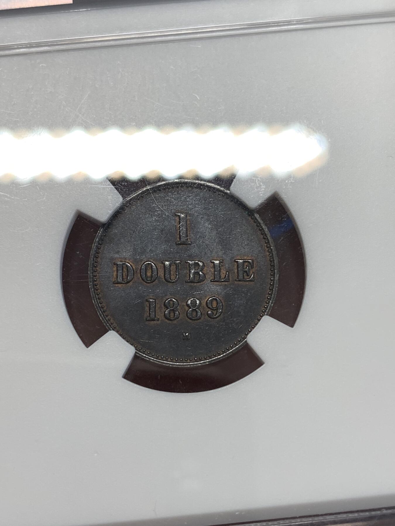 《竞宝斋》第294场- 周日，周一  2场连拍 （全场包邮） NGC MS61BN 英属根西岛1889年1道布铜币