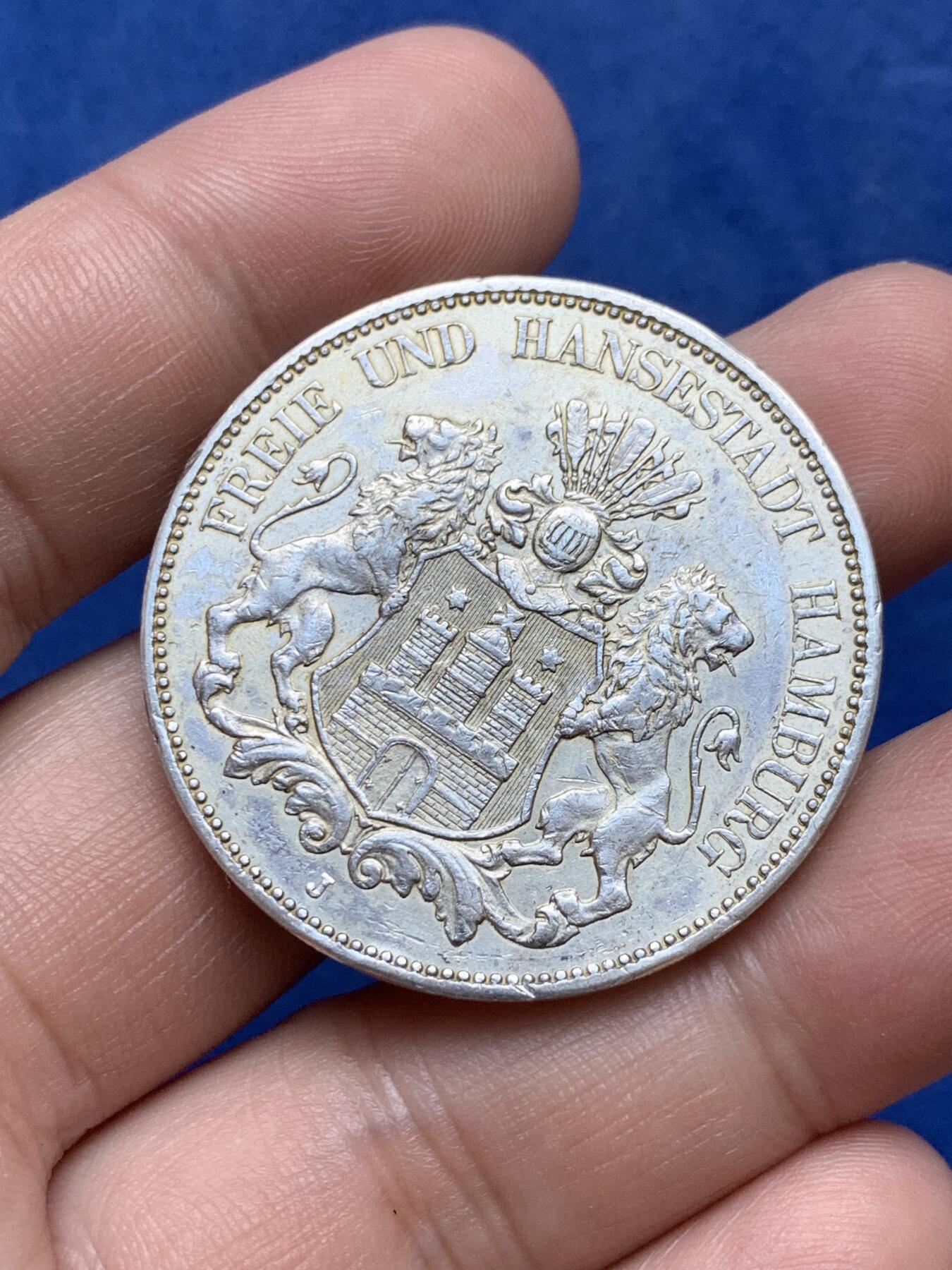 《竞宝斋》第294场- 周日，周一  2场连拍 （全场包邮） 德国1913年汉堡5马克