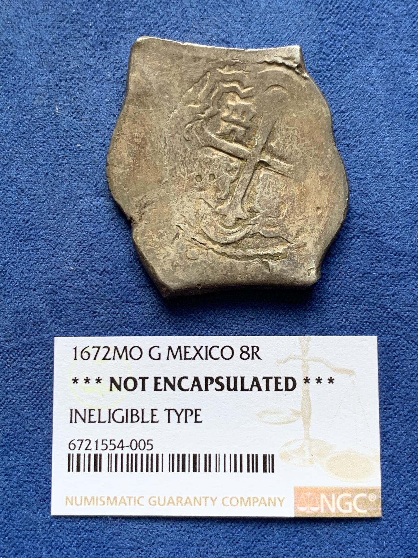 《竞宝斋》第294场- 周日，周一  2场连拍 （全场包邮） 1672墨西哥8里亚尔COB大银币 上海N已经不能评级 26.58克