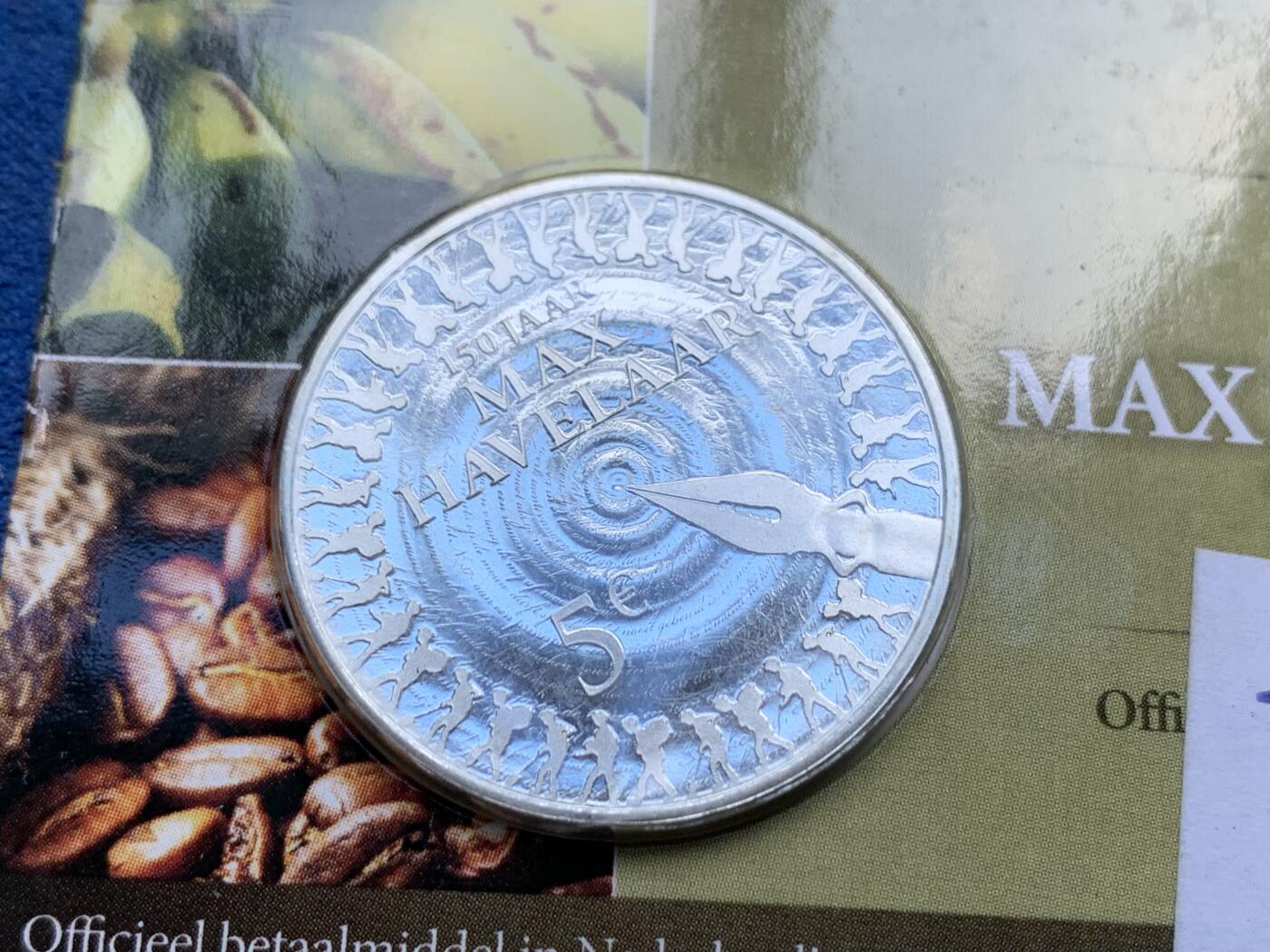 《竞宝斋》第294场- 周日，周一  2场连拍 （全场包邮） 3枚一组 2010年 荷兰 5欧元 作家马克斯·哈弗拉尔 镀银纪念币 小卡装