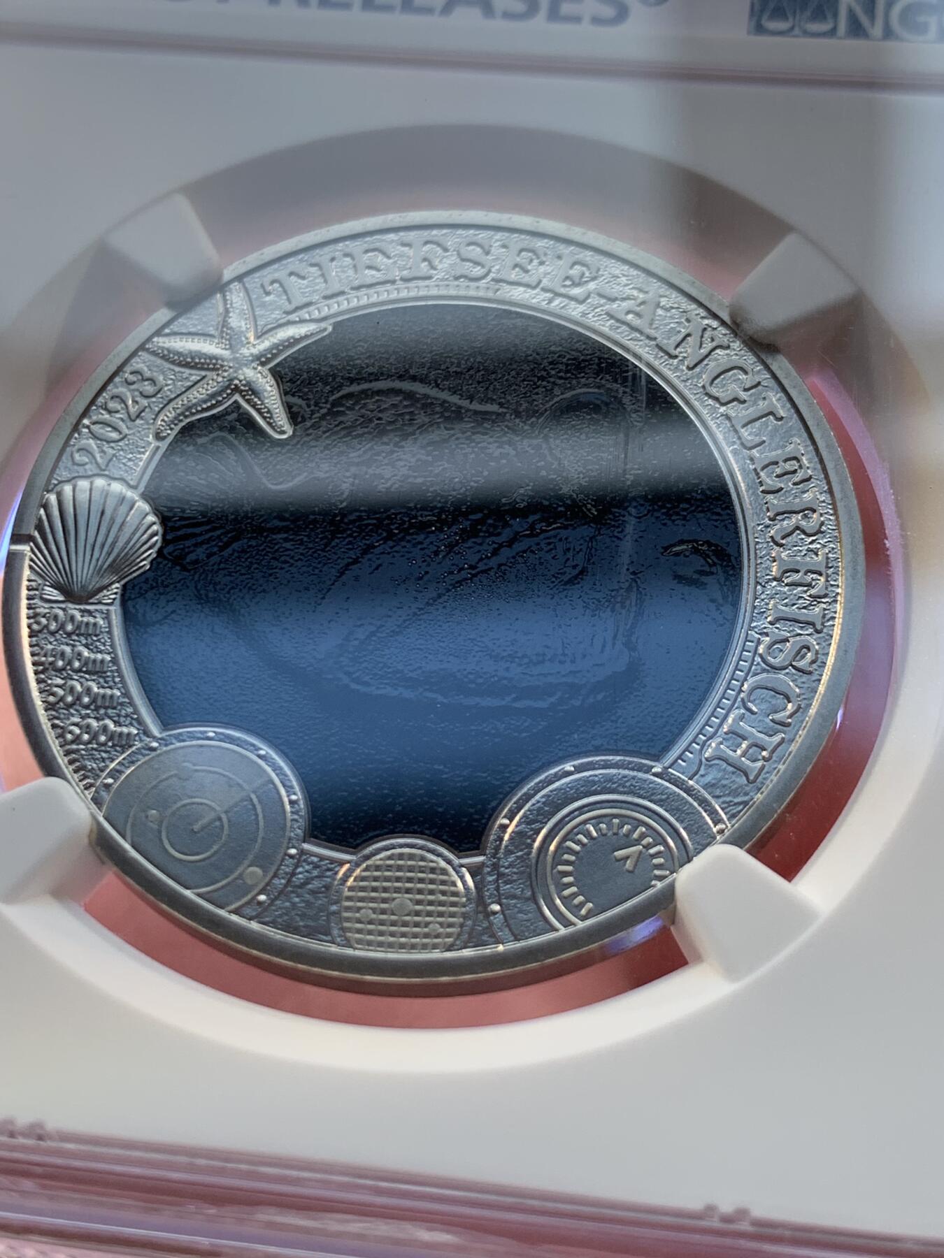 《竞宝斋》第294场- 周日，周一  2场连拍 （全场包邮） NGC MS70 奥地利2023年海洋生物系列4深海鮟鱇鱼3欧元铜镍币 蓝标首期