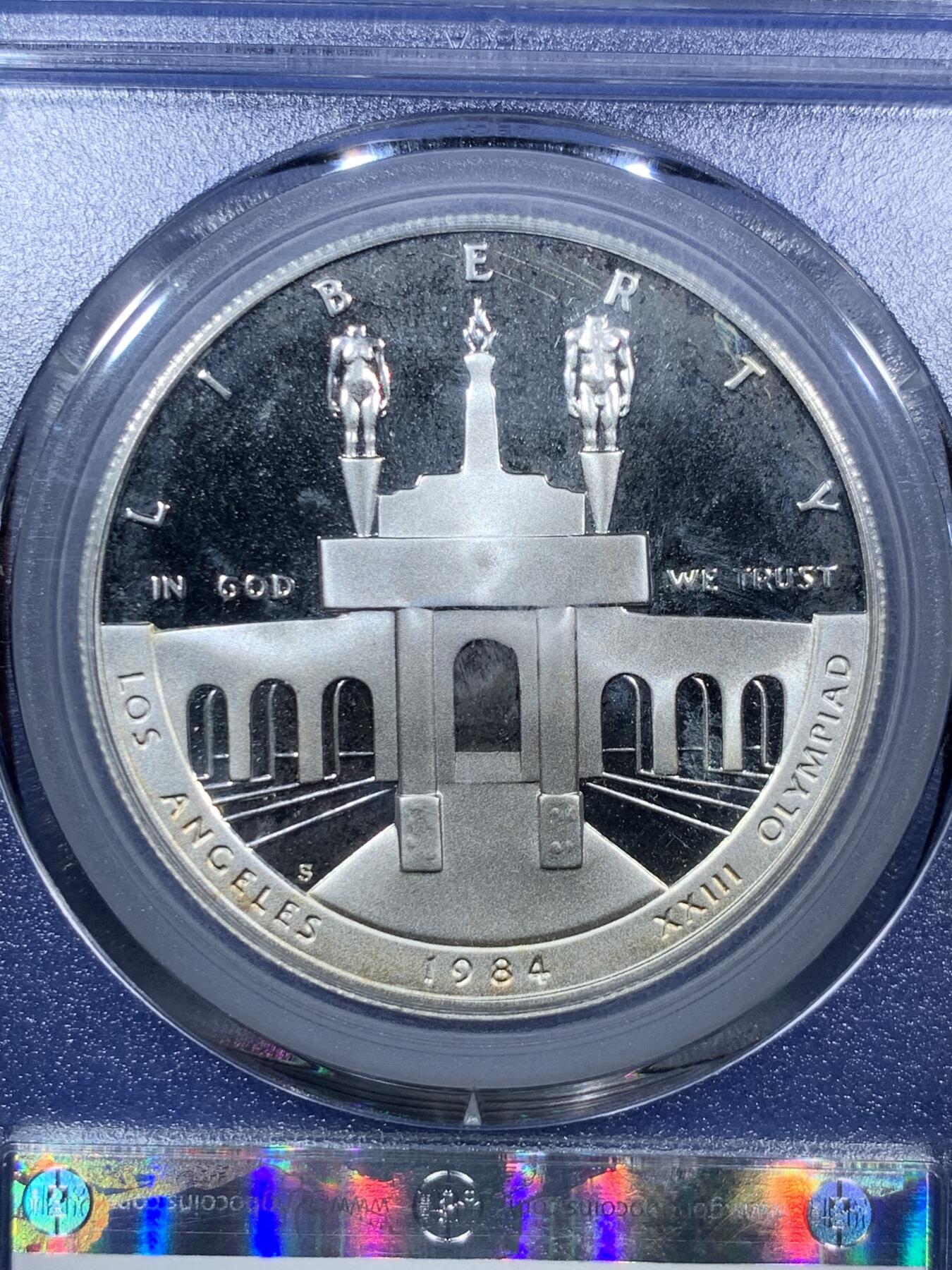 《竞宝斋》第294场- 周日，周一  2场连拍 （全场包邮） 公博 PF68 美国1984年奥运会1美元精制大银币