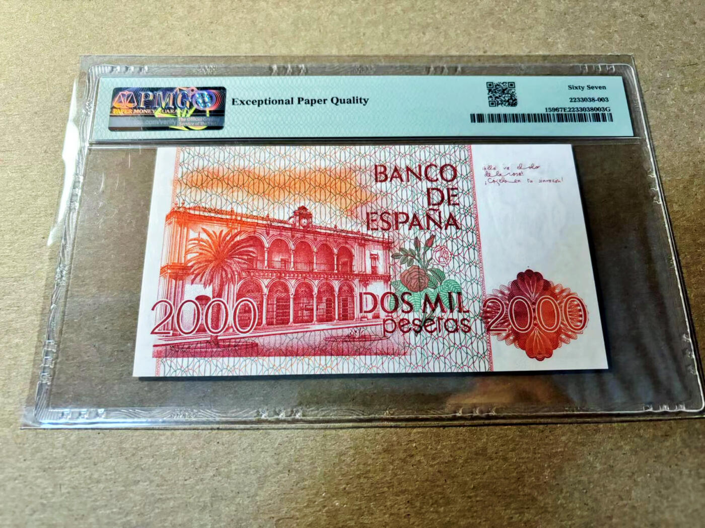 【Blue Auction】✨世界纸币精拍第520期【精】 西班牙 1980年2000比塞塔  PMG67EPQ 高分