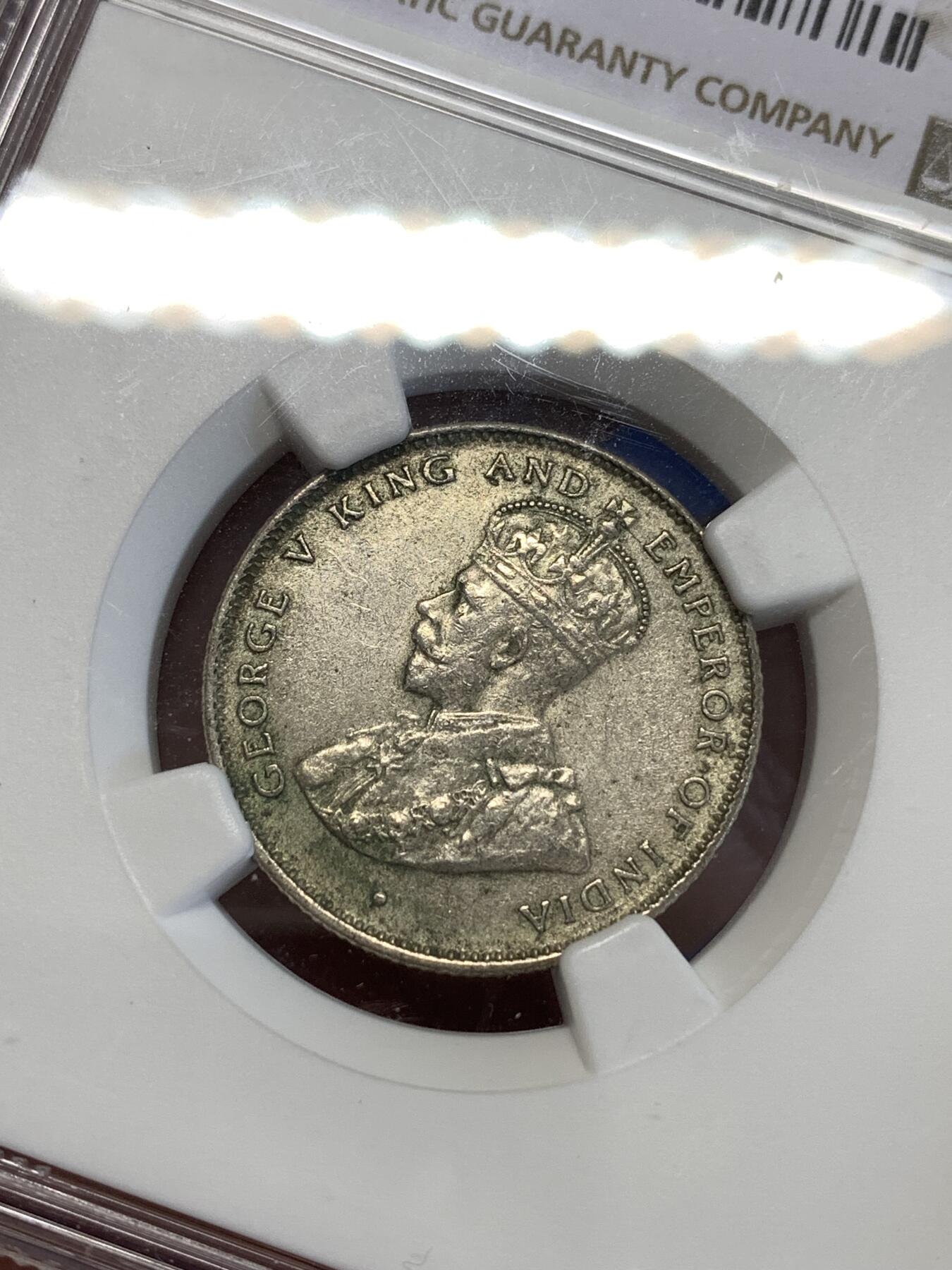 《竞宝斋》第294场- 周日，周一  2场连拍 （全场包邮） NGC AU58 锡兰 1922年 50分银币