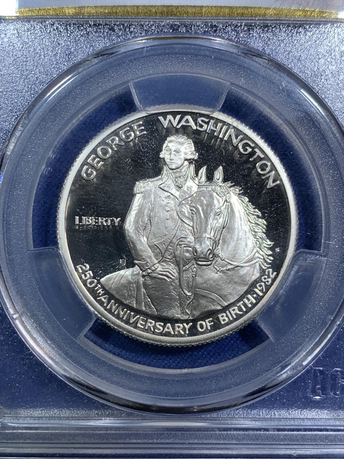 《竞宝斋》第294场- 周日，周一  2场连拍 （全场包邮） ACG PF68 1982年美国华盛顿诞辰250周年精质银币 绝美好品