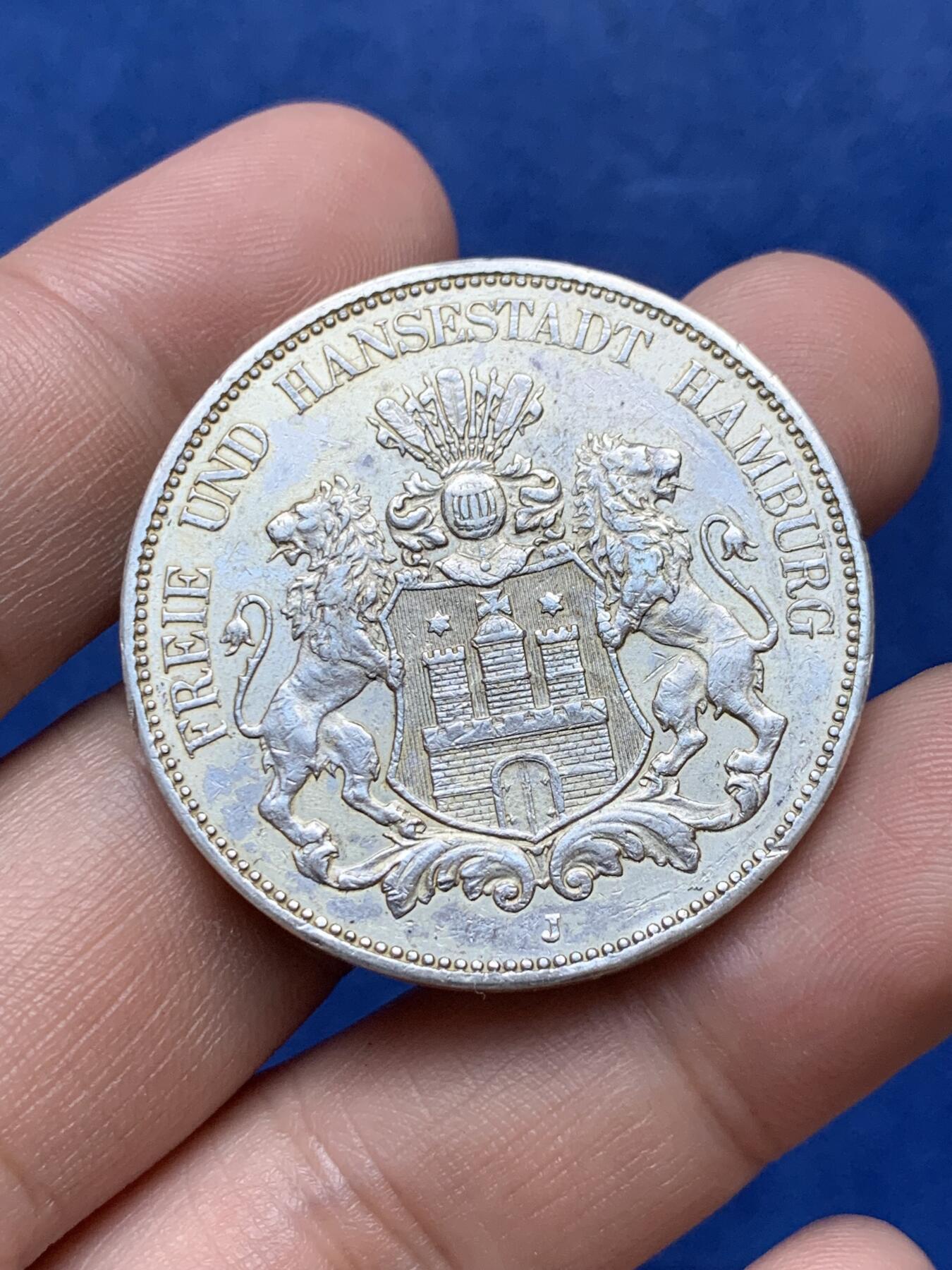 《竞宝斋》第294场- 周日，周一  2场连拍 （全场包邮） 德国1913年汉堡5马克