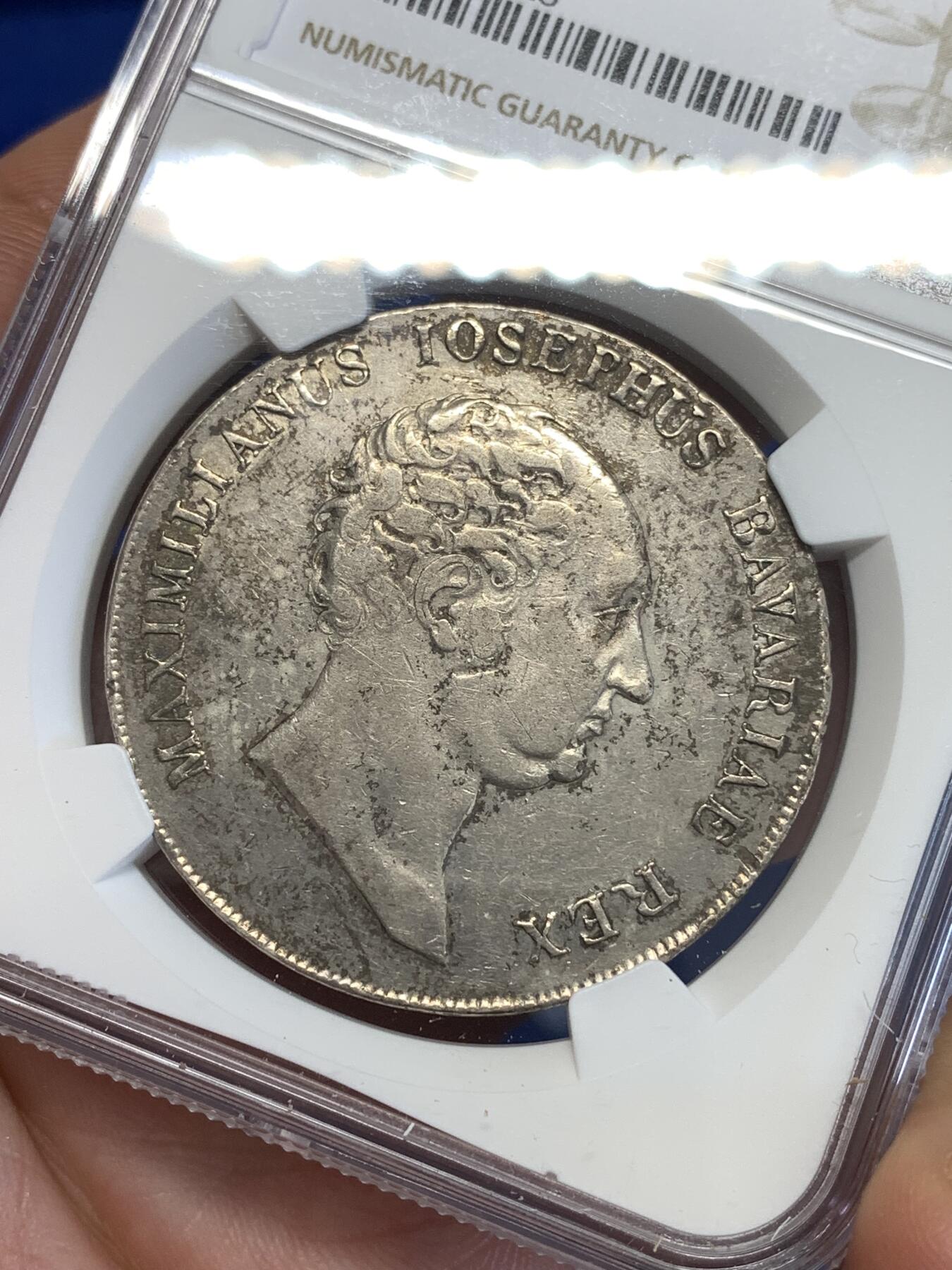 《竞宝斋》第294场- 周日，周一  2场连拍 （全场包邮） NGC VF30 德国巴伐利亚1824马克西米利安一世·约瑟夫国王双剑泰勒大银币