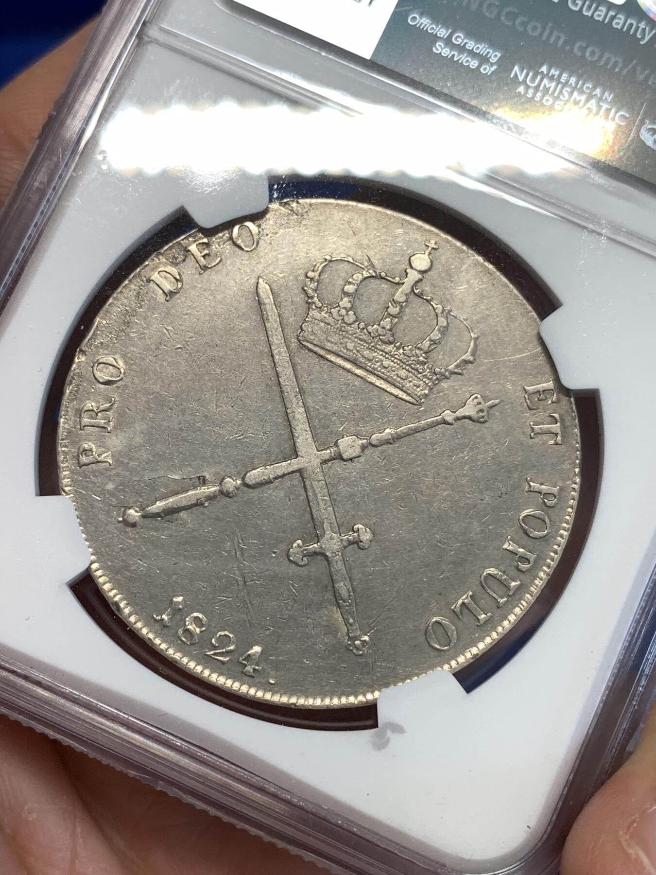 《竞宝斋》第294场- 周日，周一  2场连拍 （全场包邮） NGC VF30 德国巴伐利亚1824马克西米利安一世·约瑟夫国王双剑泰勒大银币