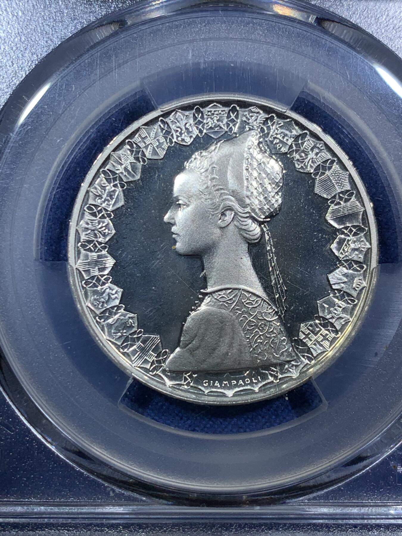 《竞宝斋》第294场- 周日，周一  2场连拍 （全场包邮） PCGS PR67DCAM 意大利 1985年 帆船少女 500里拉银币