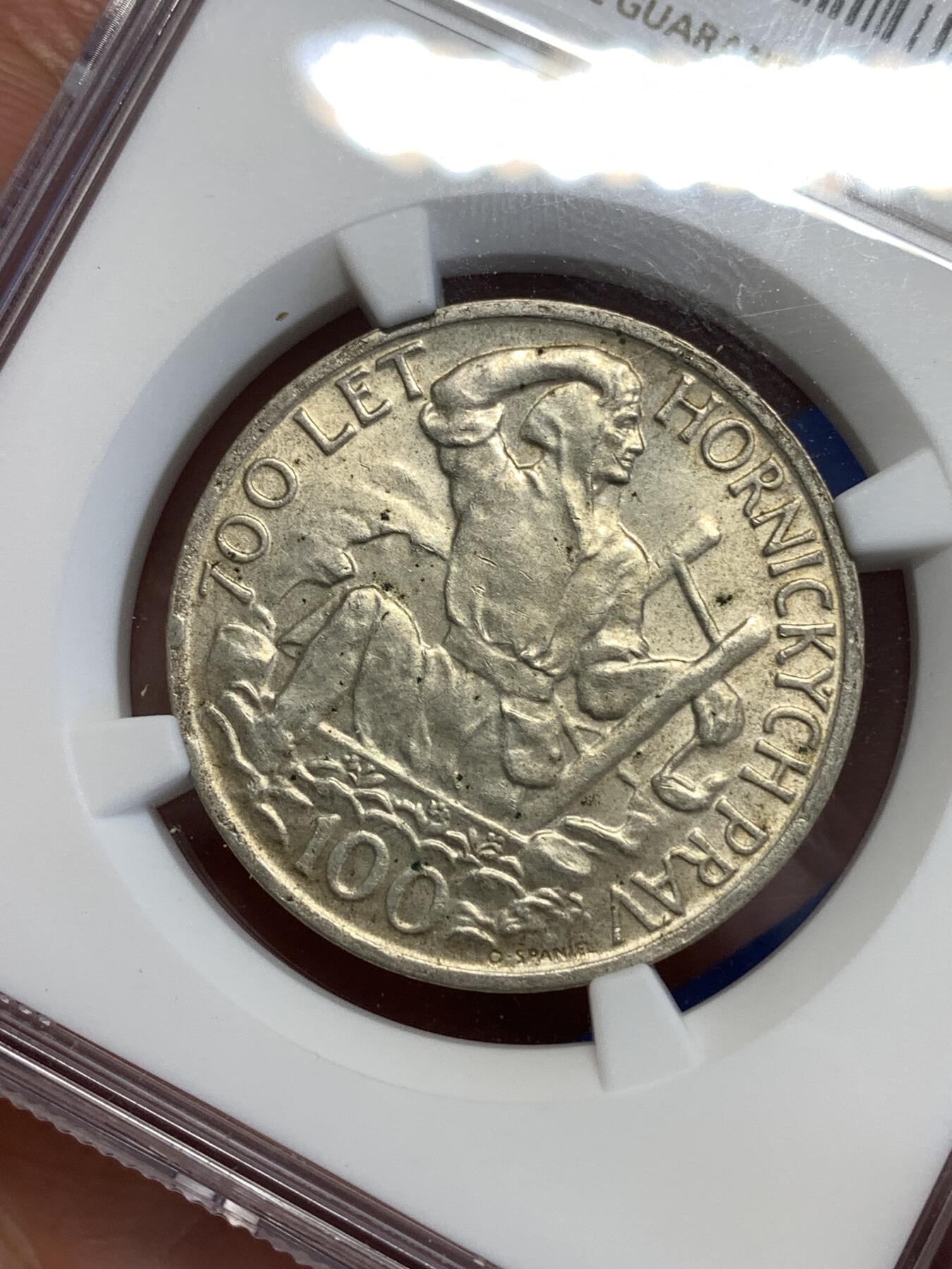 《竞宝斋》第294场- 周日，周一  2场连拍 （全场包邮） NGC MS64 捷克斯洛伐克1949年100克朗银币