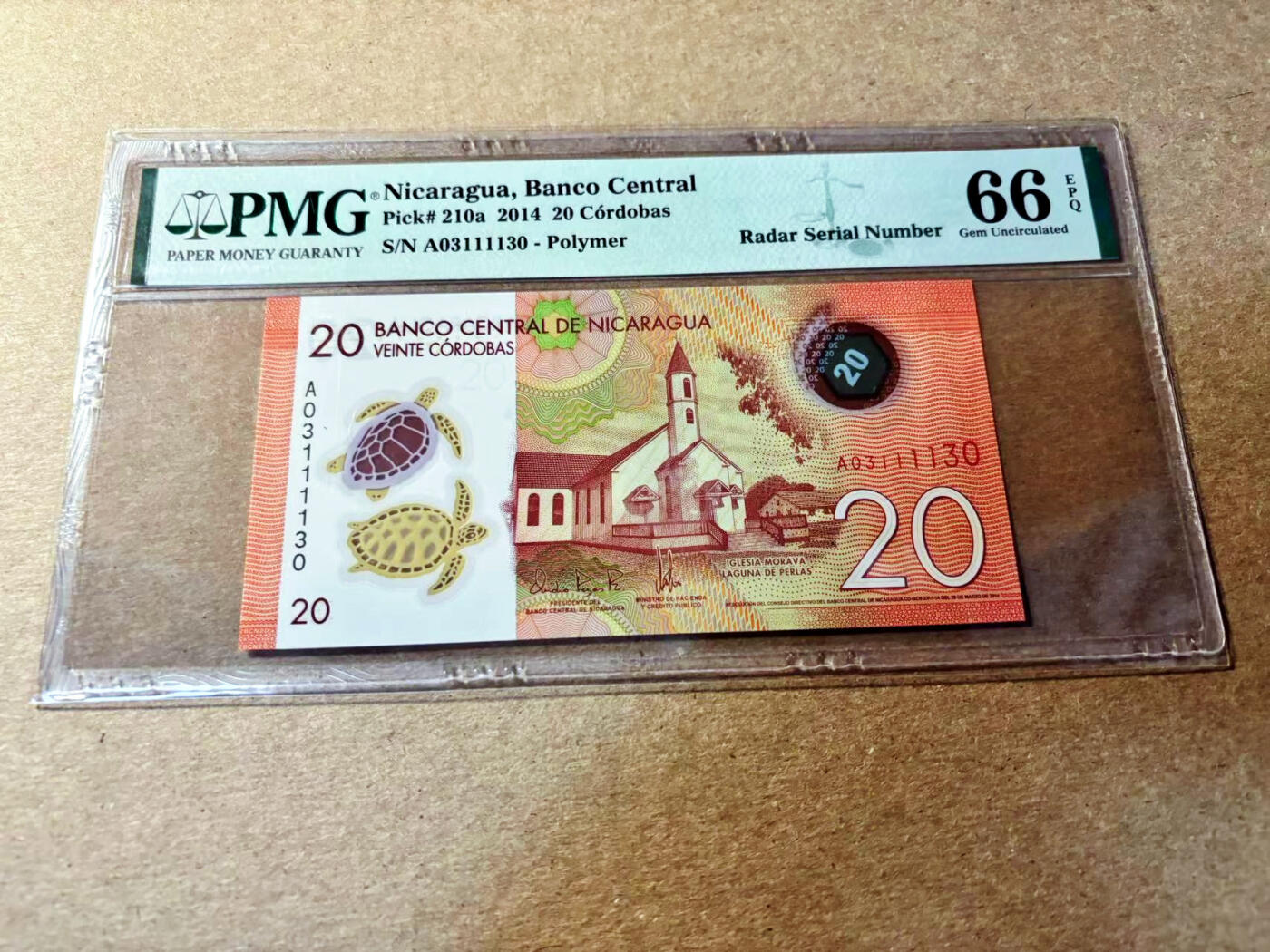 【Blue Auction】✨世界纸币精拍第520期【精】 【雷达号无47】尼加拉瓜 2014年20科多巴PMG66EPQ 