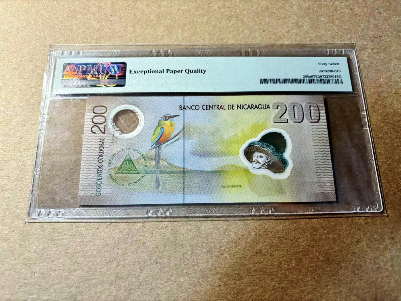 【Blue Auction】✨世界纸币精拍第520期【精】 【A/1首发冠】尼加拉瓜 2007年200科多巴 PMG67EPQ 高分