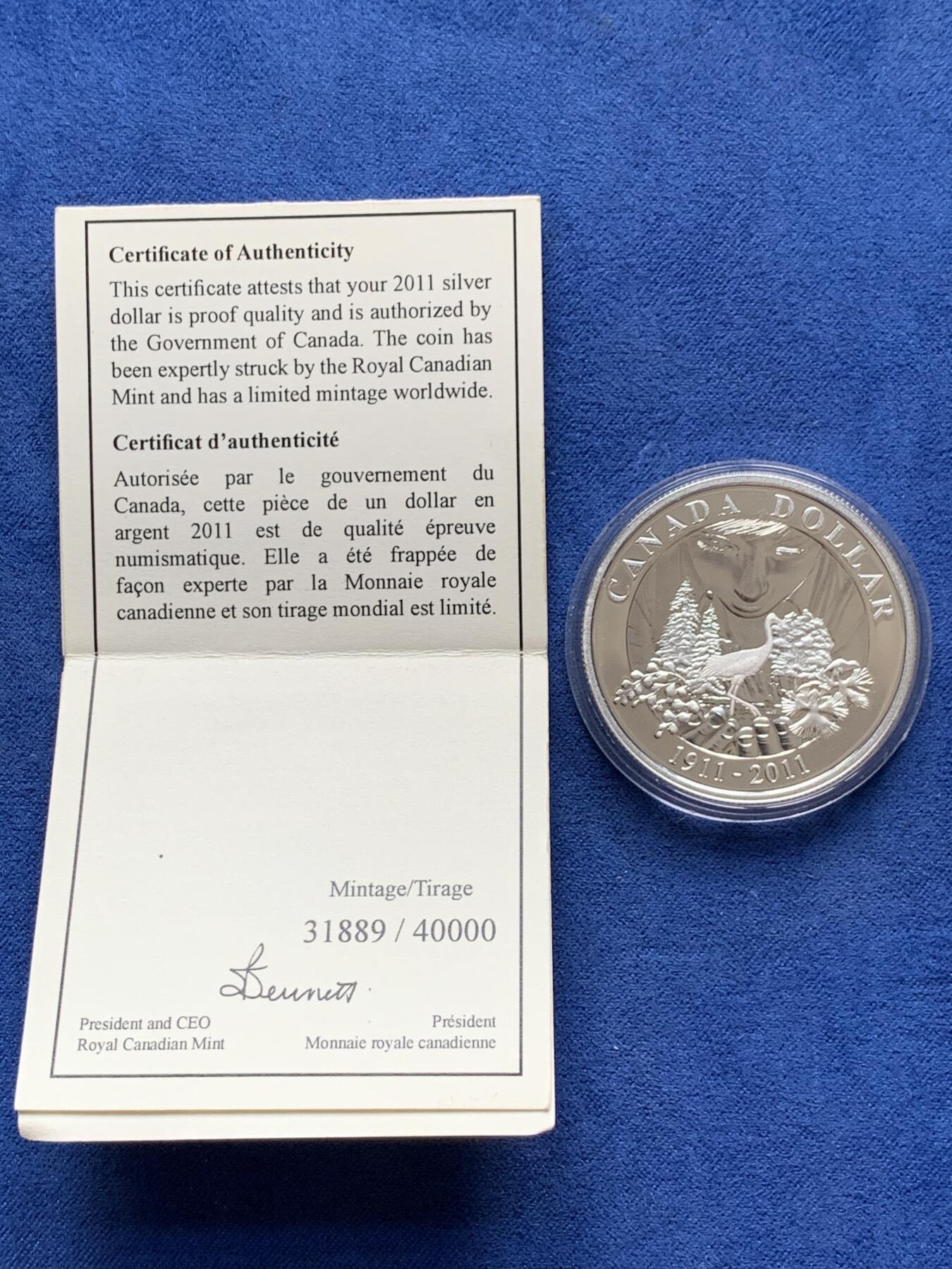 《竞宝斋》第294场- 周日，周一  2场连拍 （全场包邮） 2011年 加拿大 1元 国家公园100年 发行数量：40000 银0.925 25.175克 带证