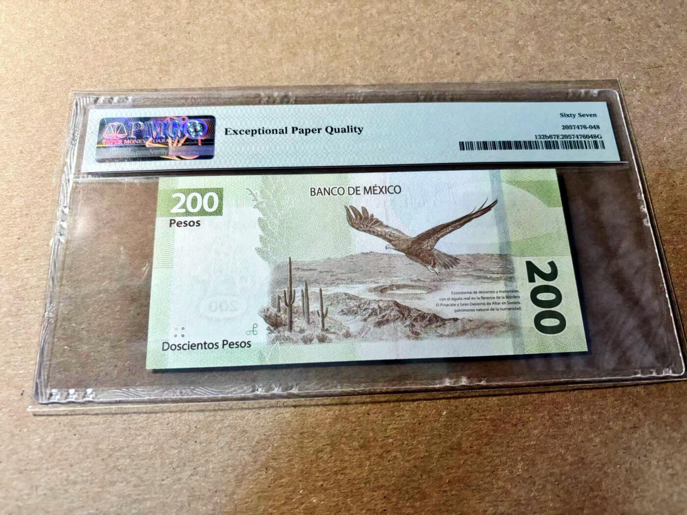 【Blue Auction】✨世界纸币精拍第520期【精】 【88尾倒置号】墨西哥 2019年200比索 PMG67EPQ 高分