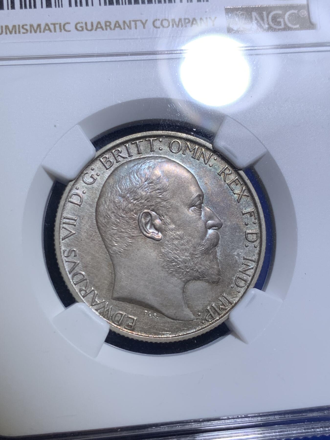 《竞宝斋》第294场- 周日，周一  2场连拍 （全场包邮） NGC PF64MATTE 英国 1902年 爱七 海神弗洛林