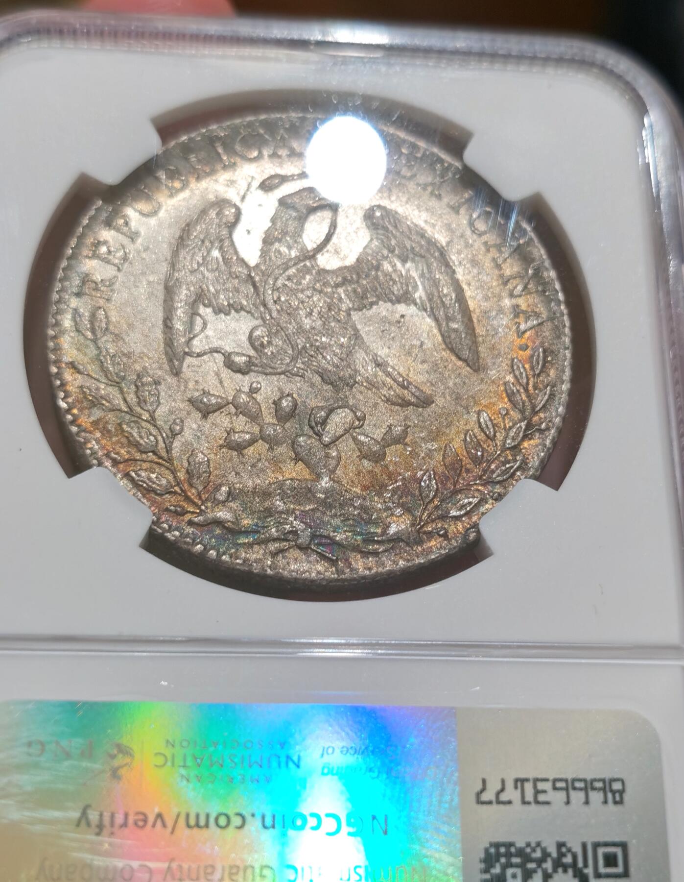 博洋堂世界钱币拍卖第086期（全场包邮） NGC MS61 墨西哥1896/1年GO/AS RS/ML花边鹰洋，罕见年份、厂别、鉴定师三骑字版，原味月芽彩包浆，收藏首选