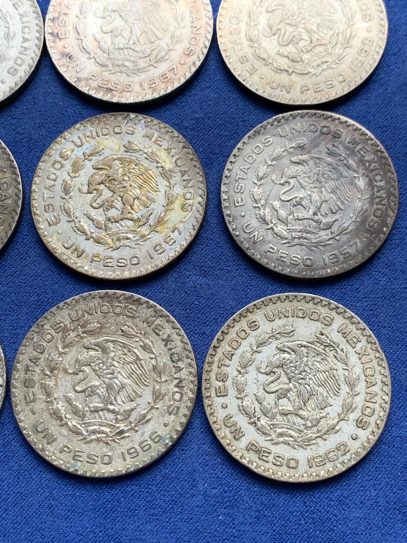 《竞宝斋》第294场- 周日，周一  2场连拍 （全场包邮） 9枚一组  墨西哥海盗鹰洋1比索银币