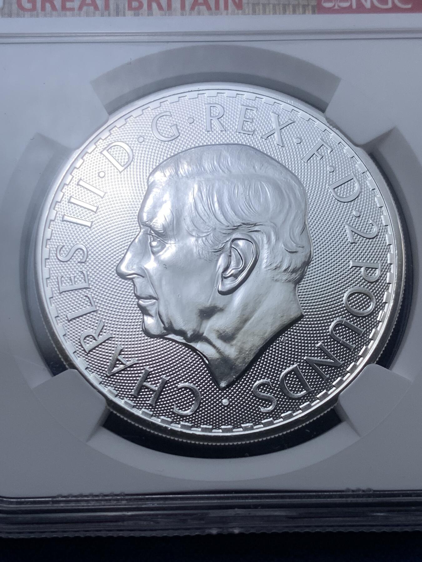 《竞宝斋》第294场- 周日，周一  2场连拍 （全场包邮） NGC MS69 英国2023年查尔斯海神一盎司大银币