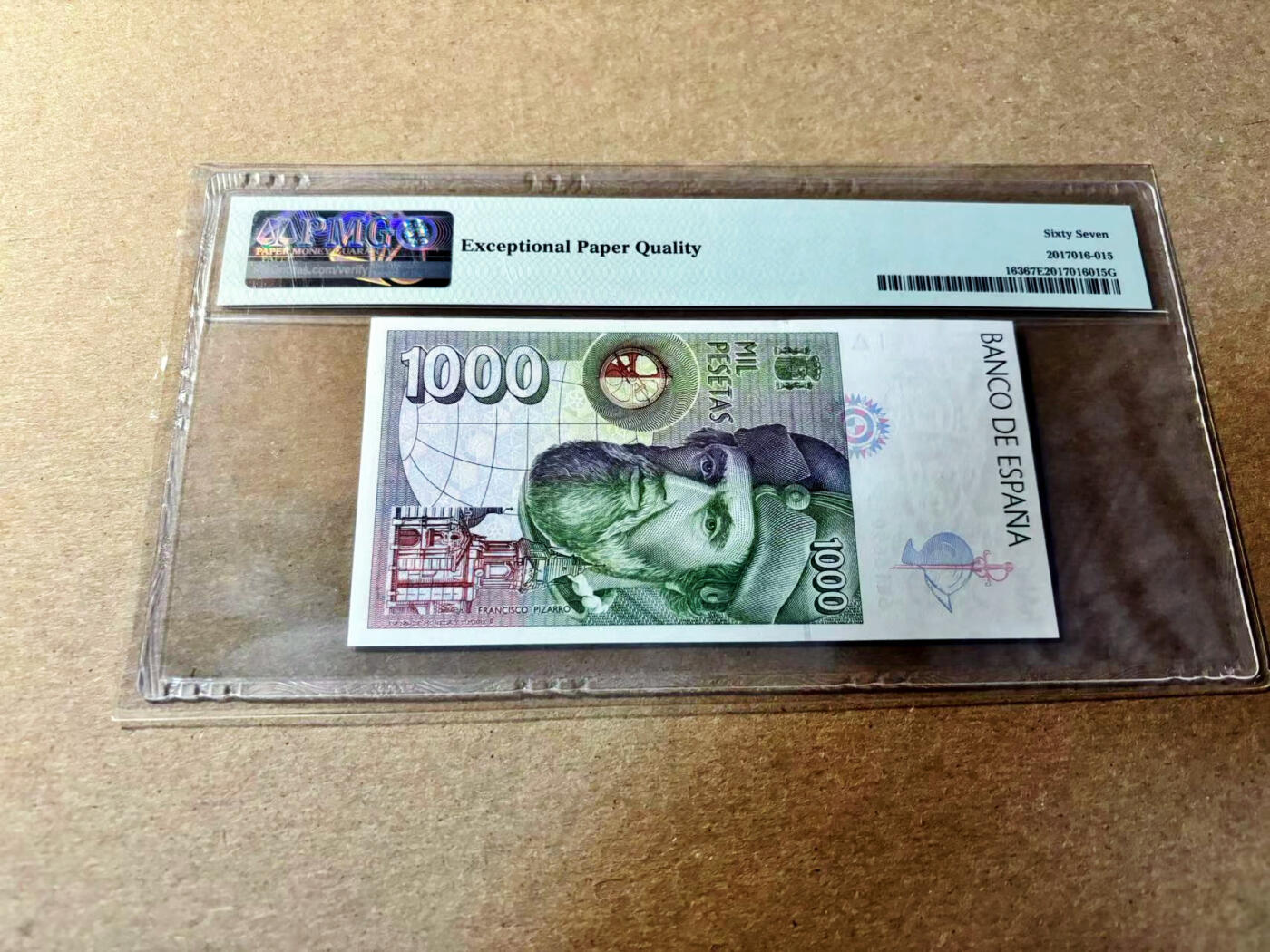 【Blue Auction】✨世界纸币精拍第520期【精】 【无47】西班牙 1992年1000比塞塔  PMG67EPQ 高分