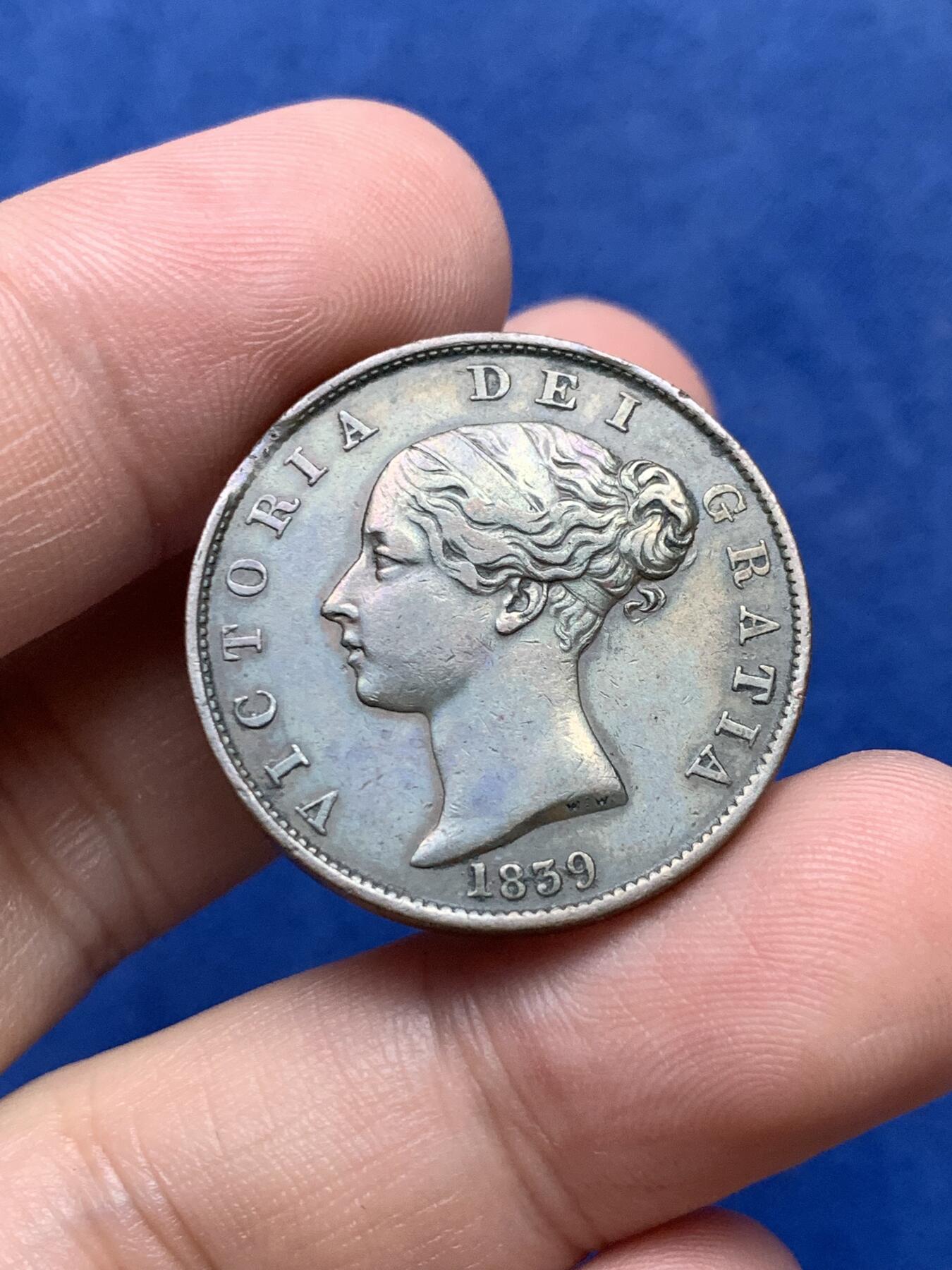 《竞宝斋》第294场- 周日，周一  2场连拍 （全场包邮） 英属 马恩岛 1839 小维 半便士铜币