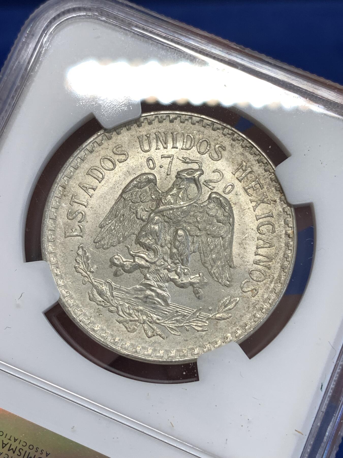 《竞宝斋》第294场- 周日，周一  2场连拍 （全场包邮） NGC MS65 墨西哥1945年鹰洋1比索银币