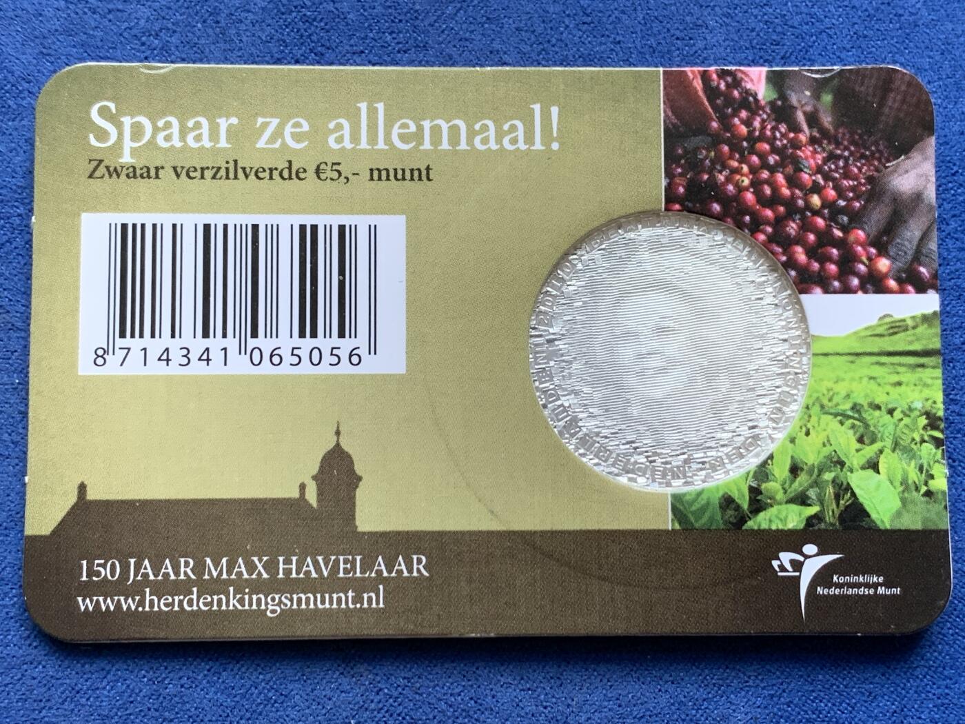 《竞宝斋》第294场- 周日，周一  2场连拍 （全场包邮） 3枚一组 2010年 荷兰 5欧元 作家马克斯·哈弗拉尔 镀银纪念币 小卡装