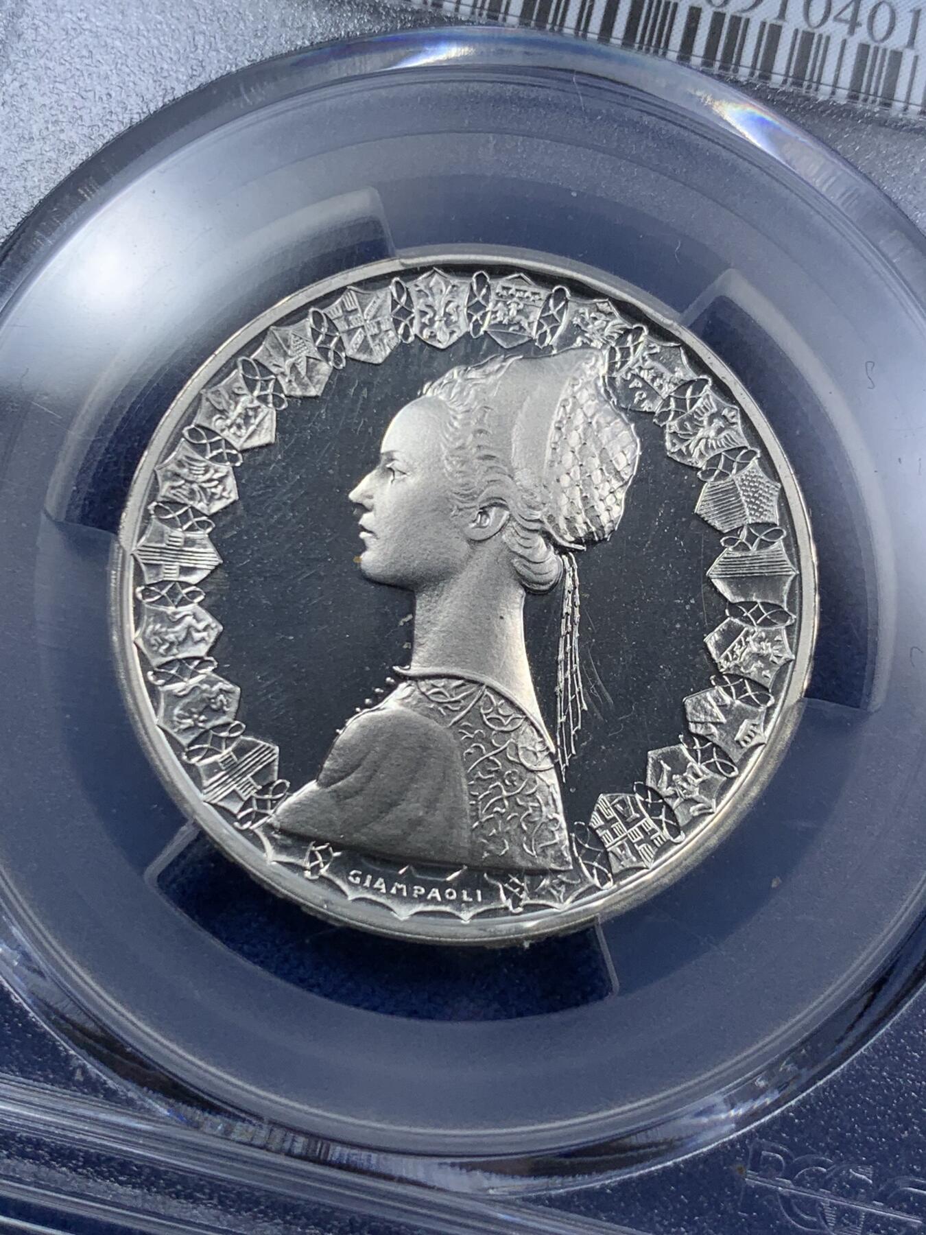 《竞宝斋》第294场- 周日，周一  2场连拍 （全场包邮） PCGS PR67DCAM 意大利 1985年 帆船少女 500里拉银币