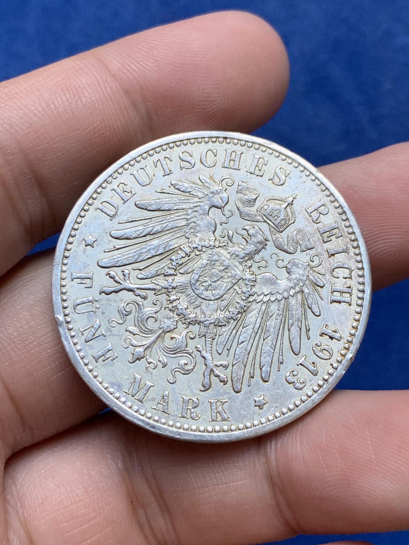 《竞宝斋》第294场- 周日，周一  2场连拍 （全场包邮） 德国1913年汉堡5马克