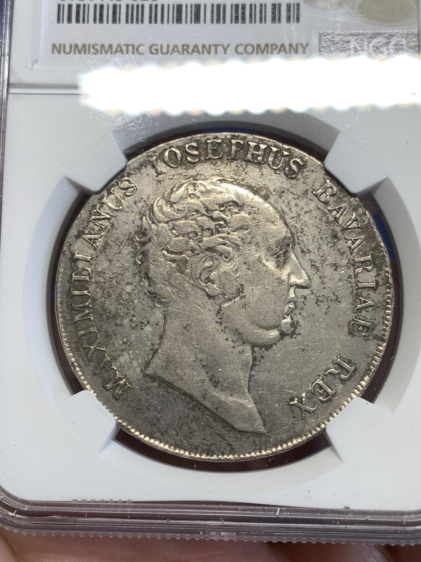 《竞宝斋》第294场- 周日，周一  2场连拍 （全场包邮） NGC VF30 德国巴伐利亚1824马克西米利安一世·约瑟夫国王双剑泰勒大银币